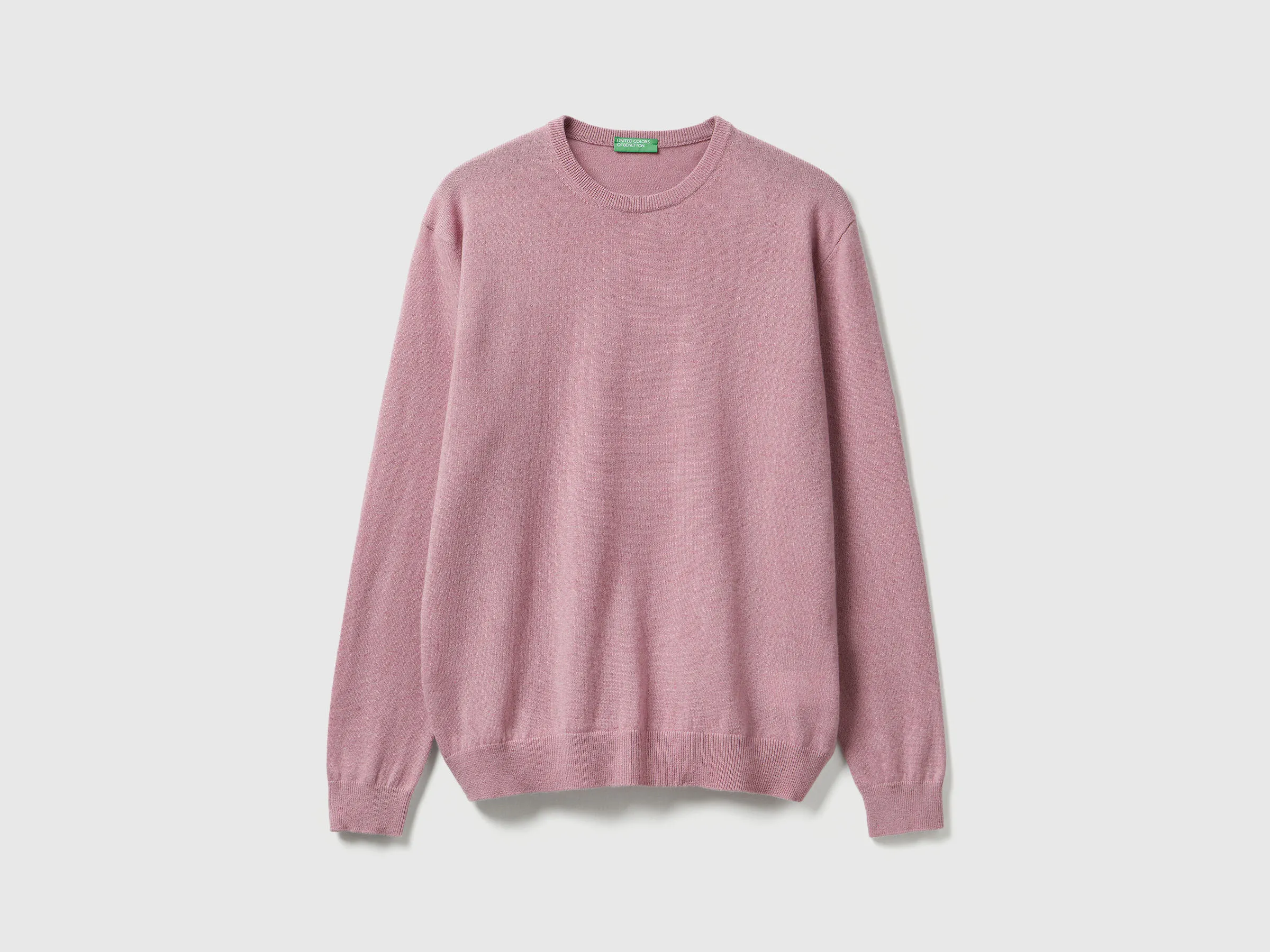Pull ras du cou rose chiné en pure laine mérinos - Rose Pastel