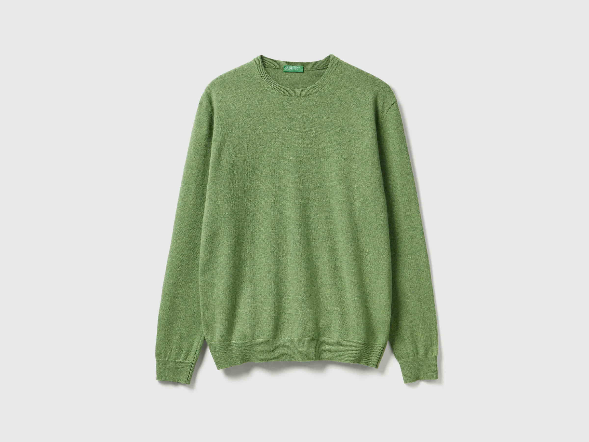 Pull ras du cou vert clair mélangé en pure laine mérinos - Vert Clair