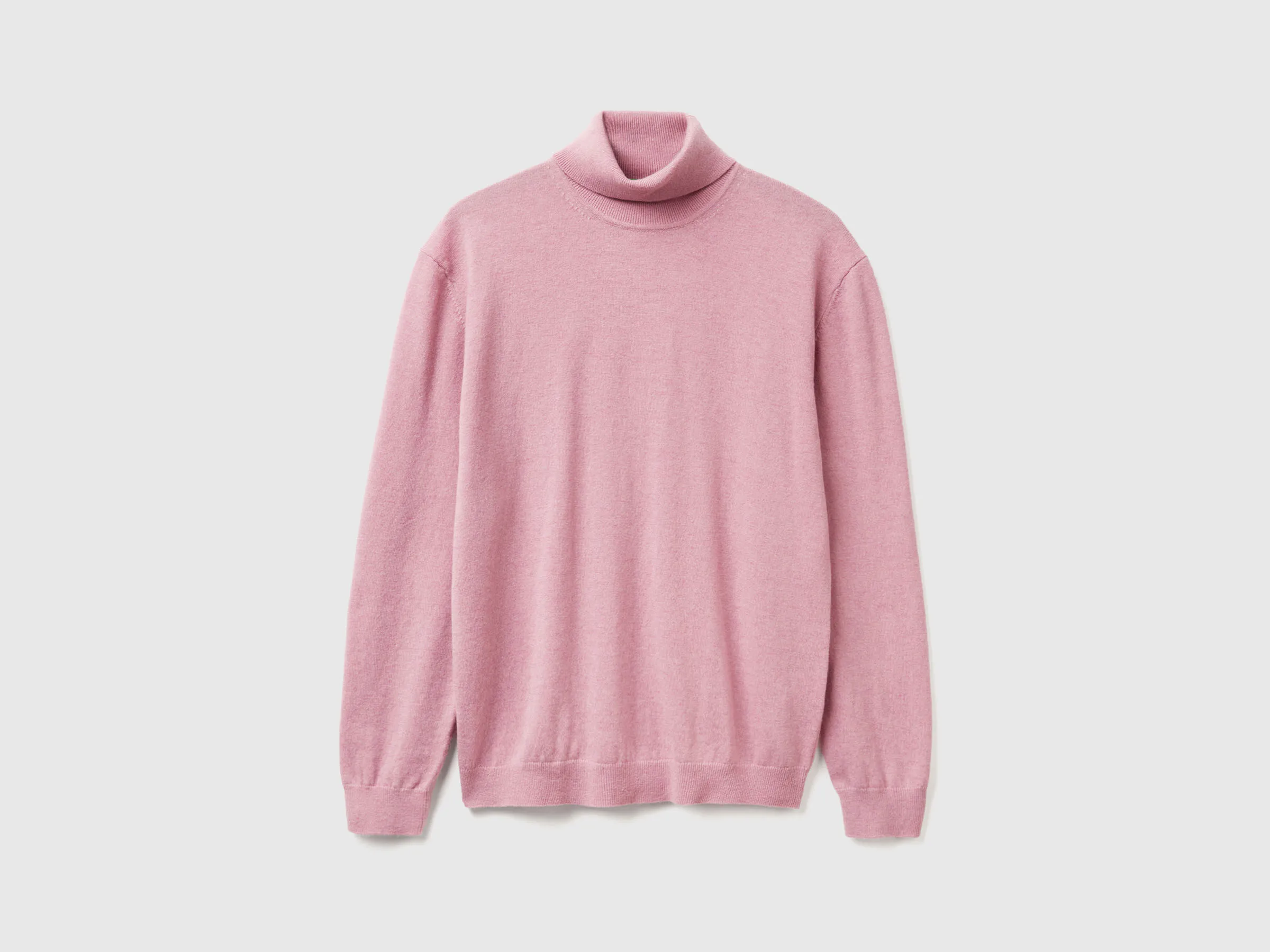 Col roulé rose chiné en pure laine mérinos - Rose Pastel