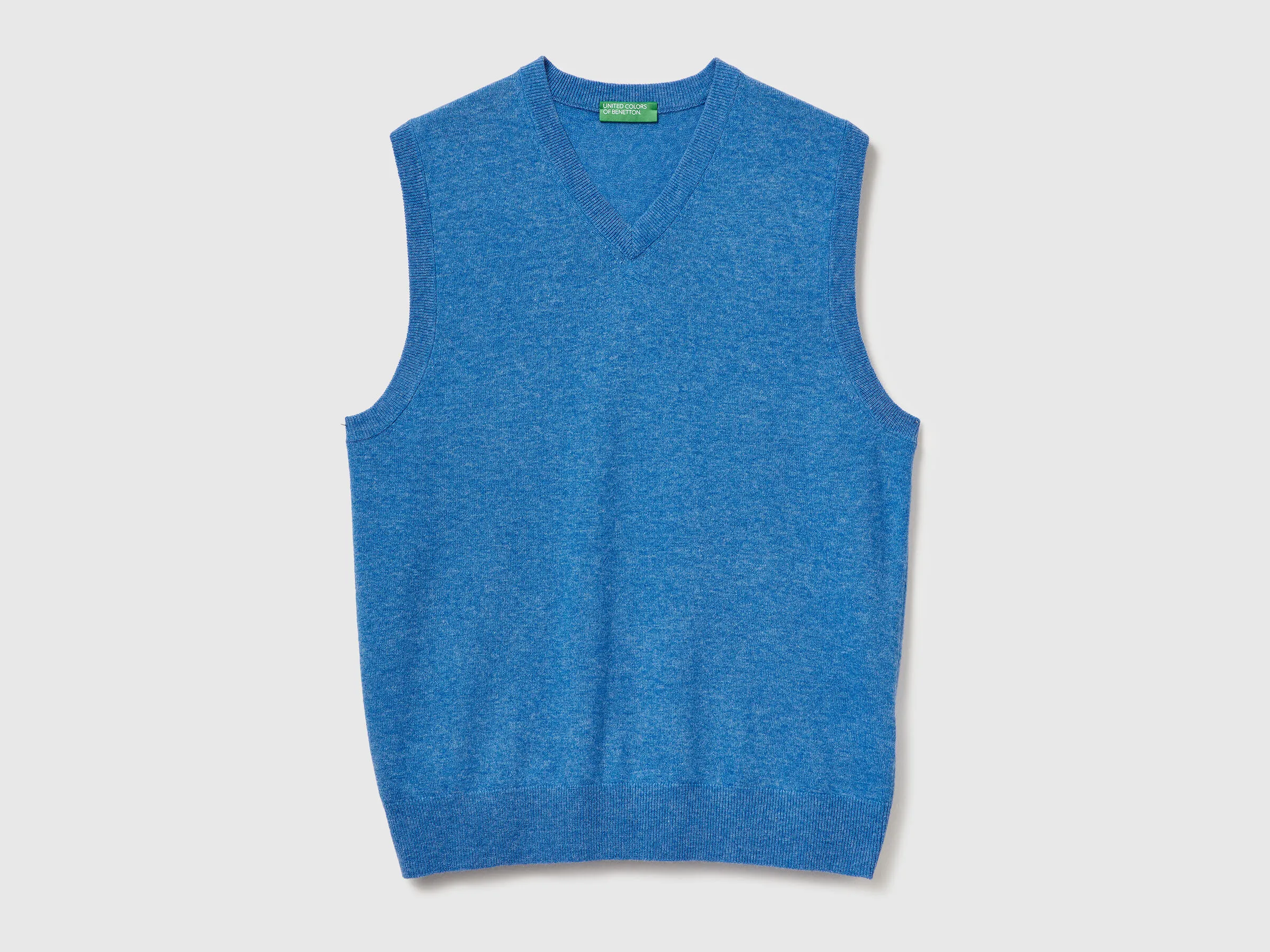 Gilet bleu chiné en pure laine mérinos - Bleu Horizon