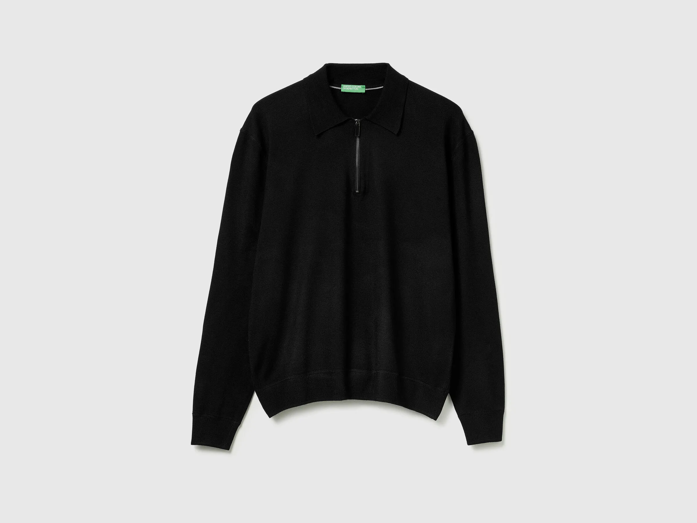 Polo en tricot de viscose mélangée - Noir