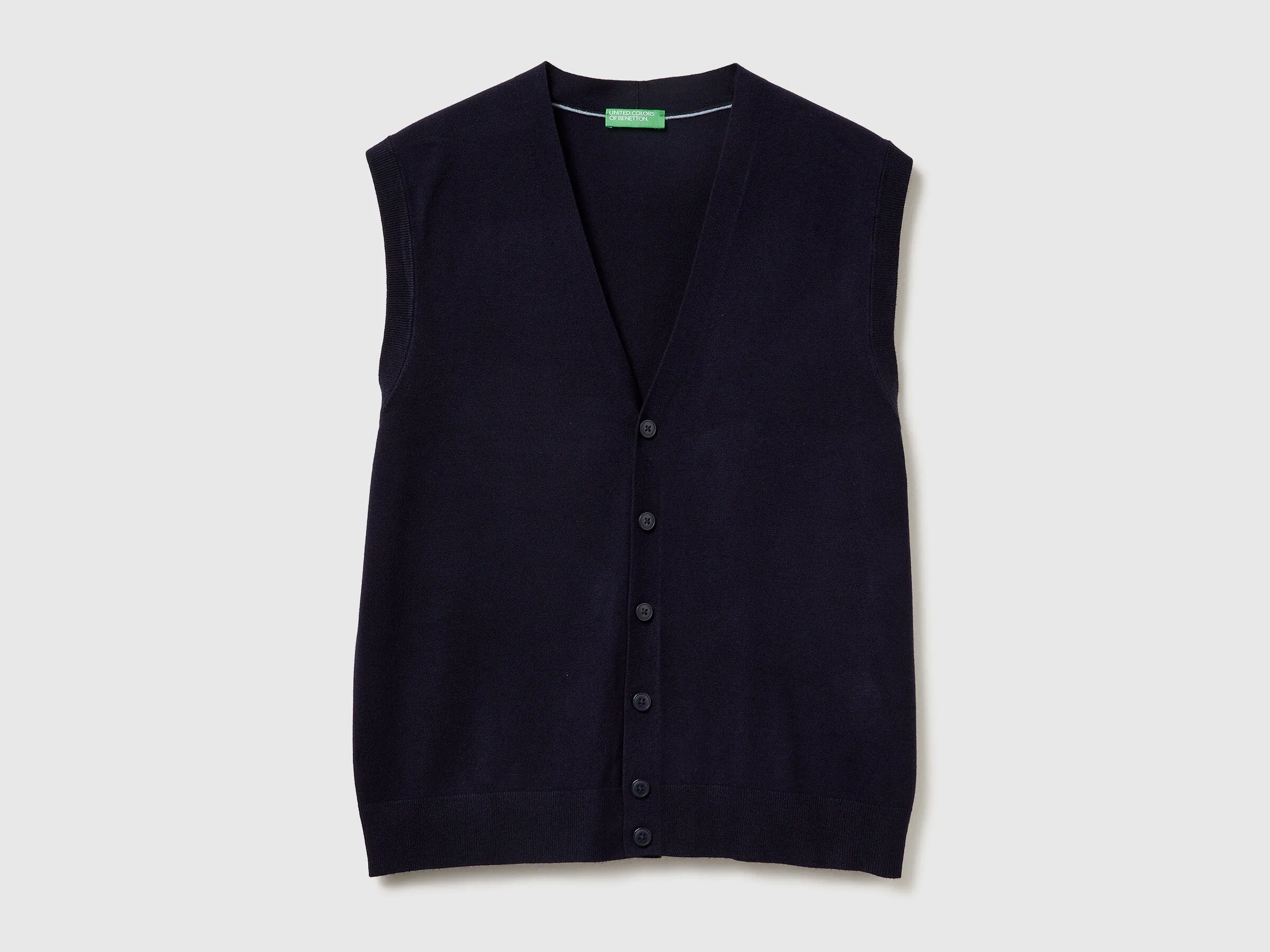 Gilet tricoté en mélange de viscose - Bleu Foncé