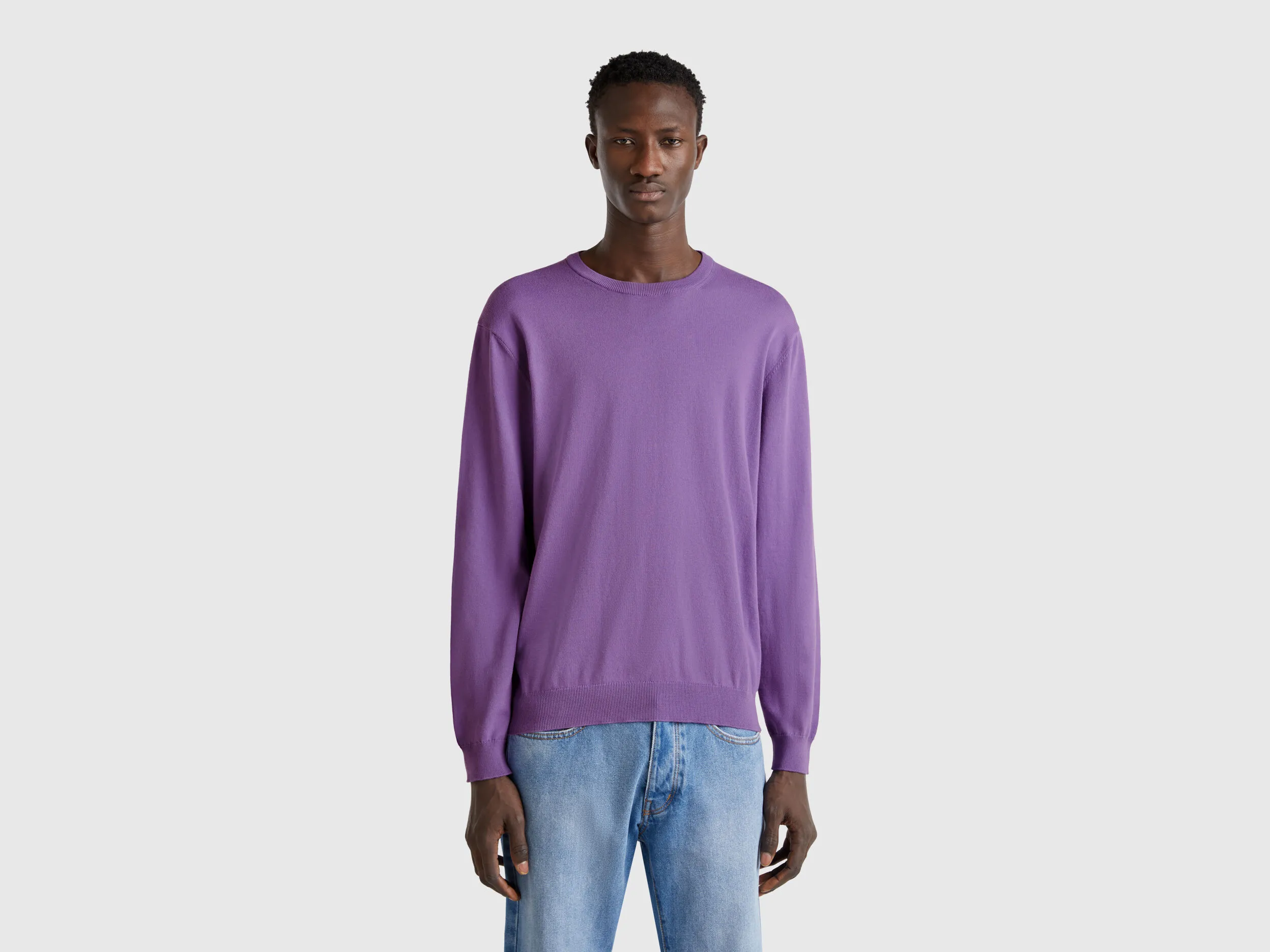 Pull 100 % coton à col rond - Violet