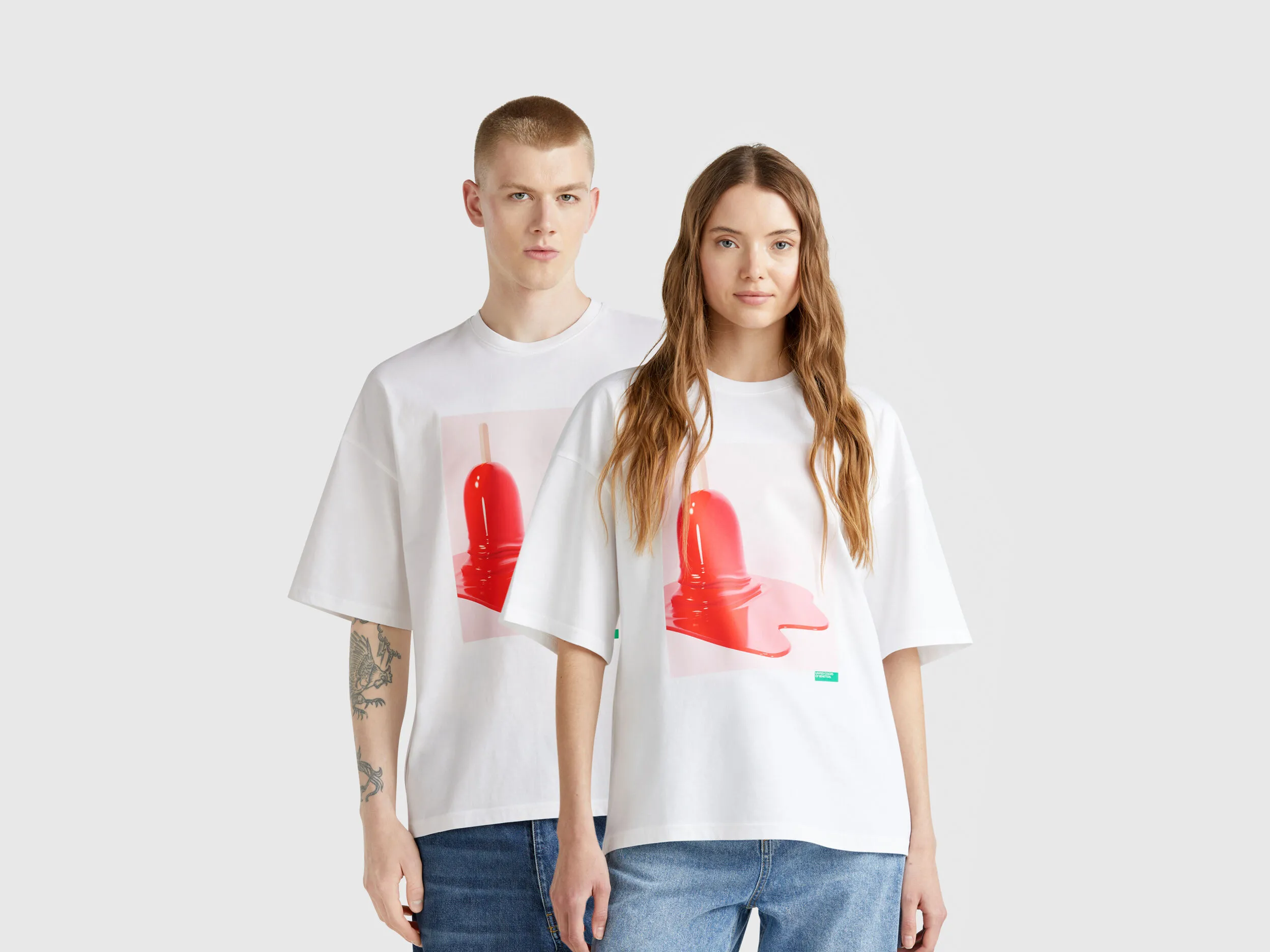 100% cotton t-shirt with ice cream print - Blanc