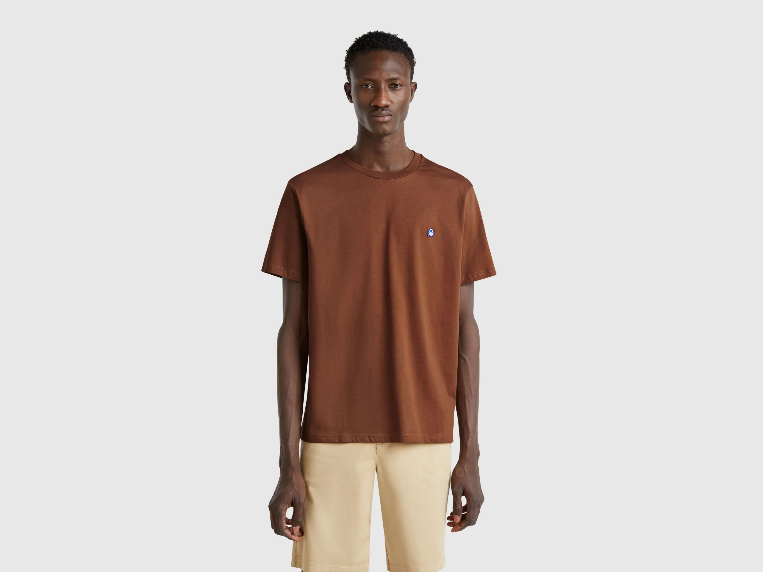 T-shirt basique en coton - Marron