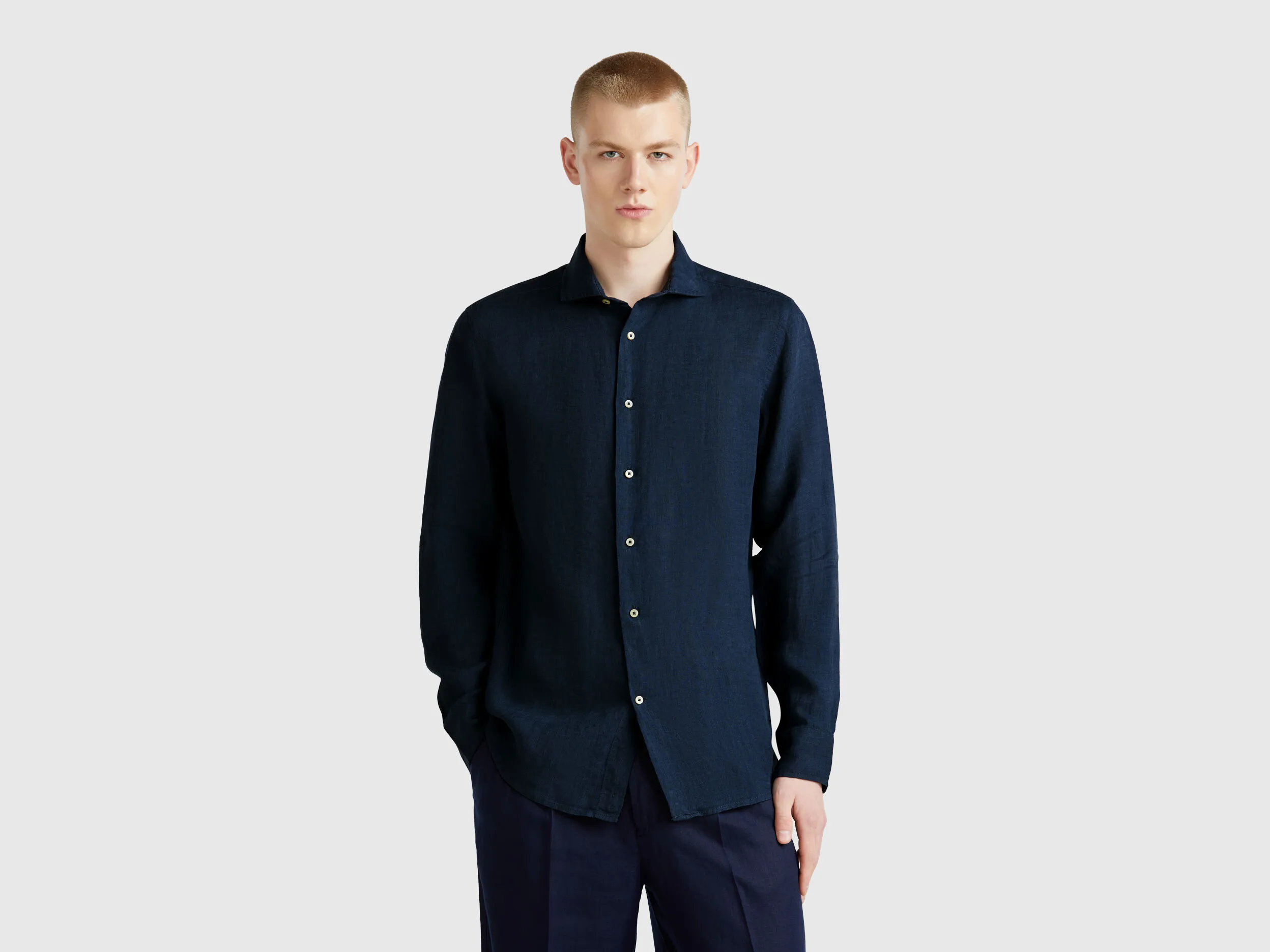 Chemise pur lin - Bleu Foncé