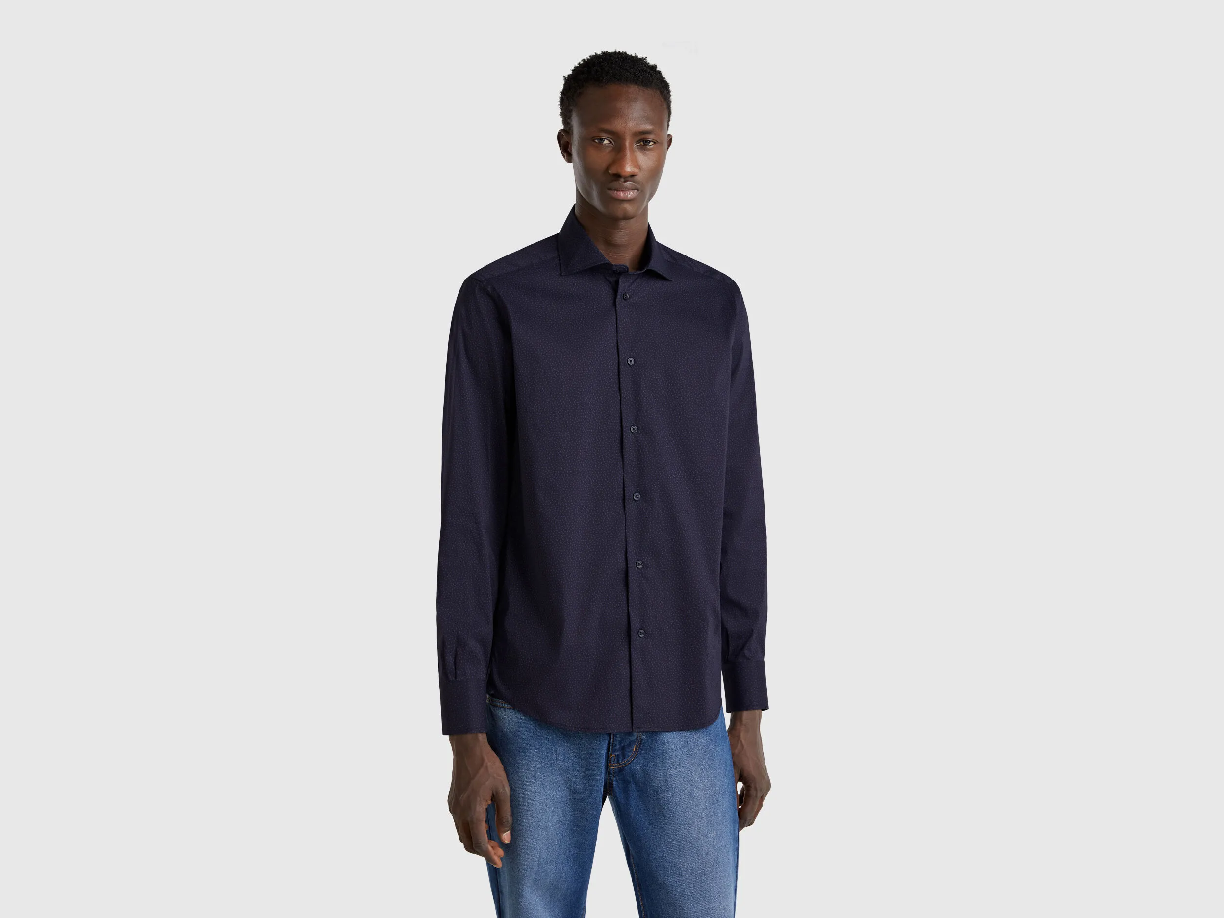 Chemise slim à motifs - Bleu Foncé