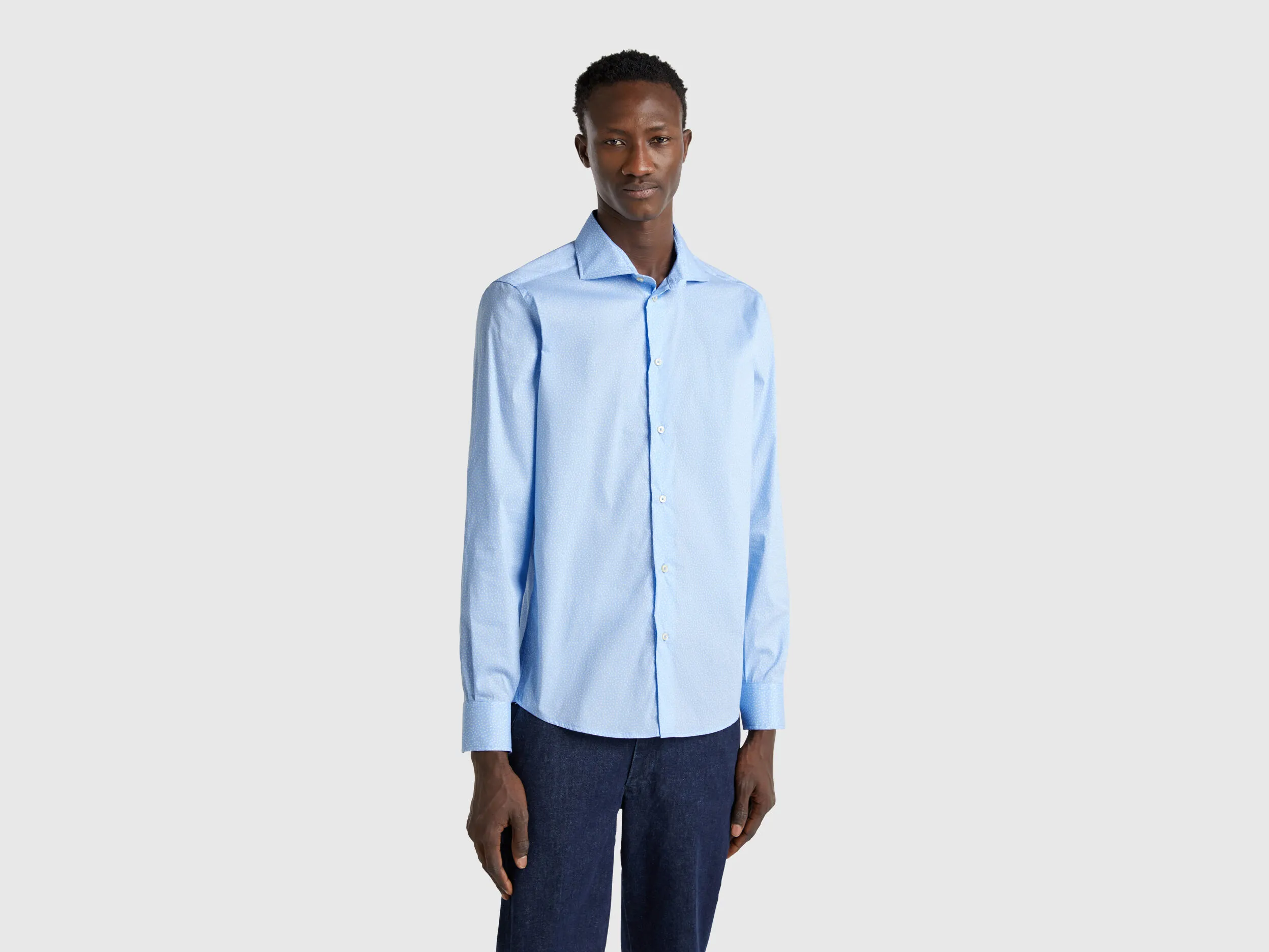 Chemise slim à motifs - Bleu Ciel