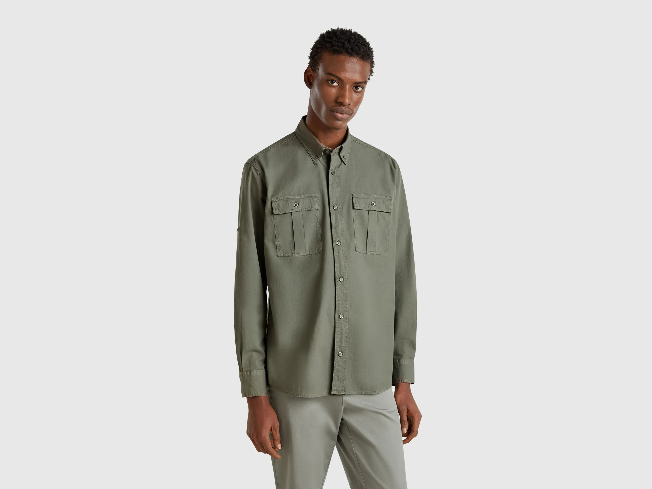 Chemise boutonnée coupe slim - Kaki