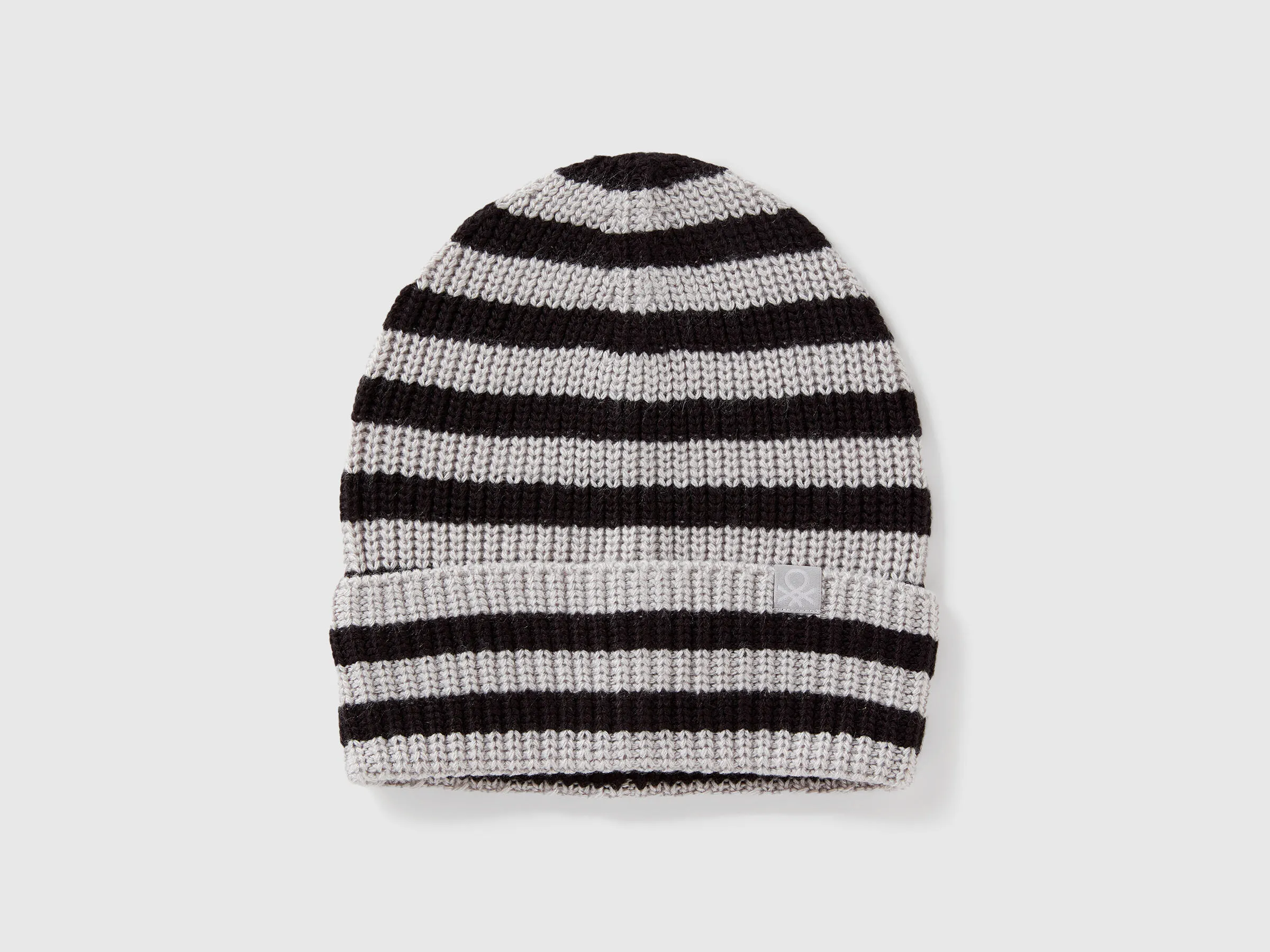 Bonnet tricoté à rayures - Gris Clair