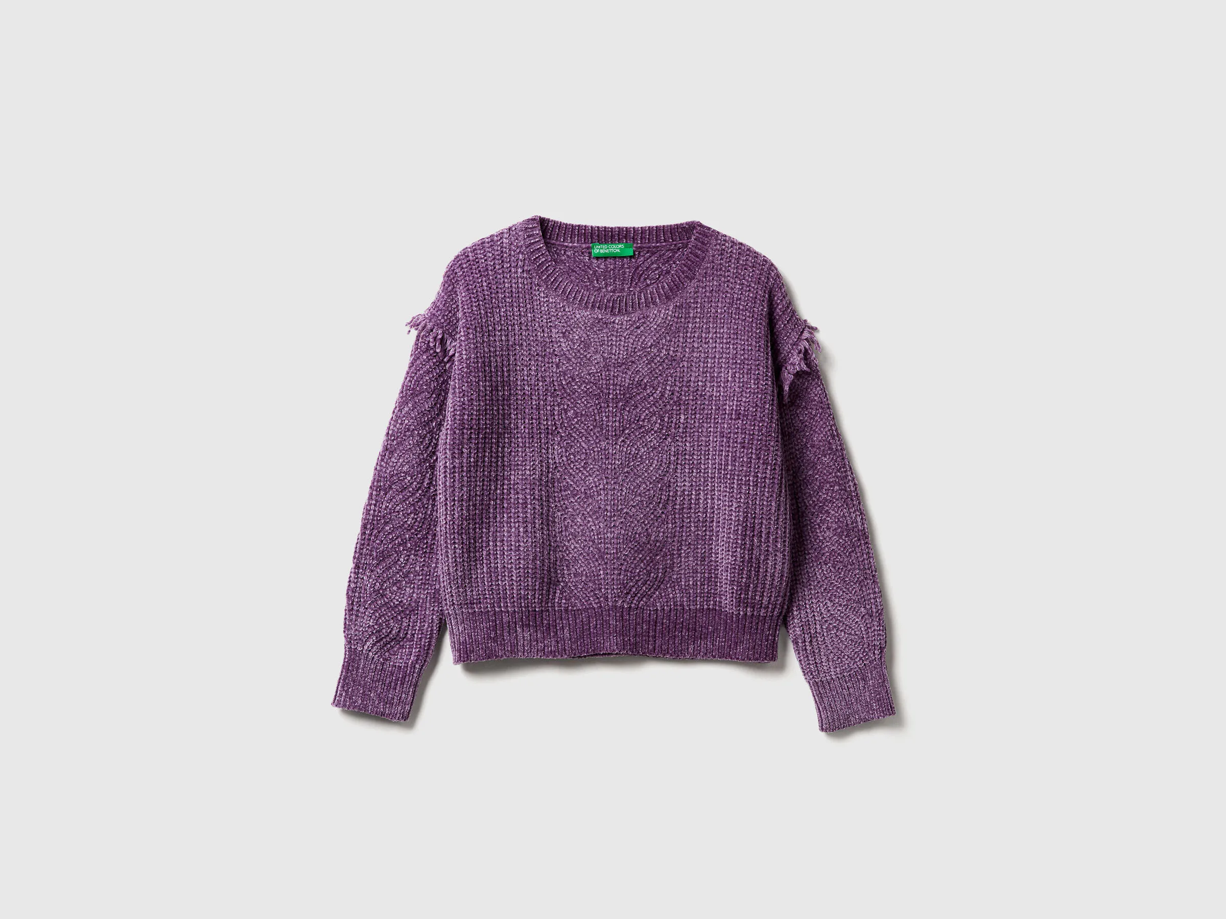 Pull chenille à franges - Violet