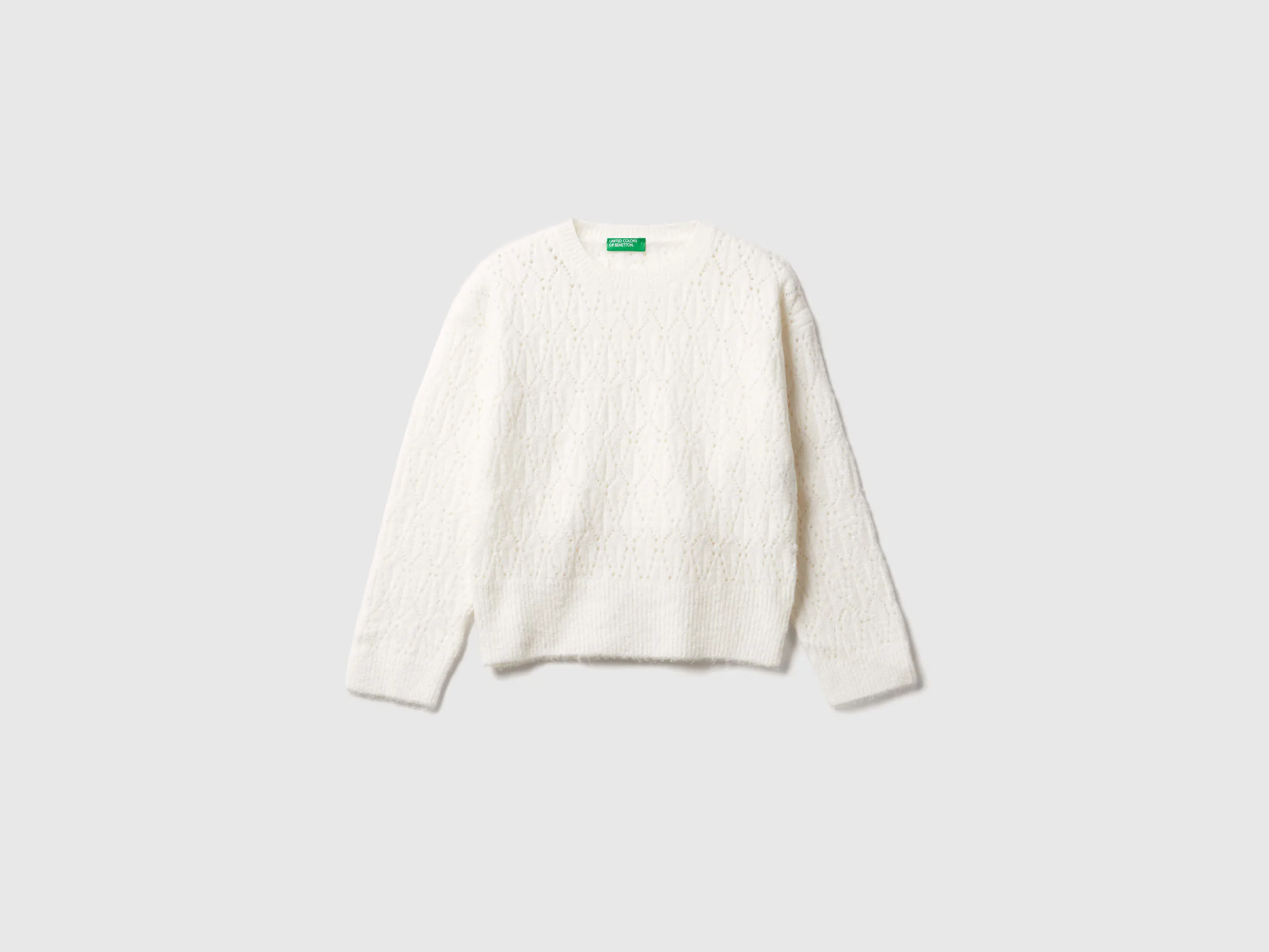 Pull ajouré en coton mélangé - Crème