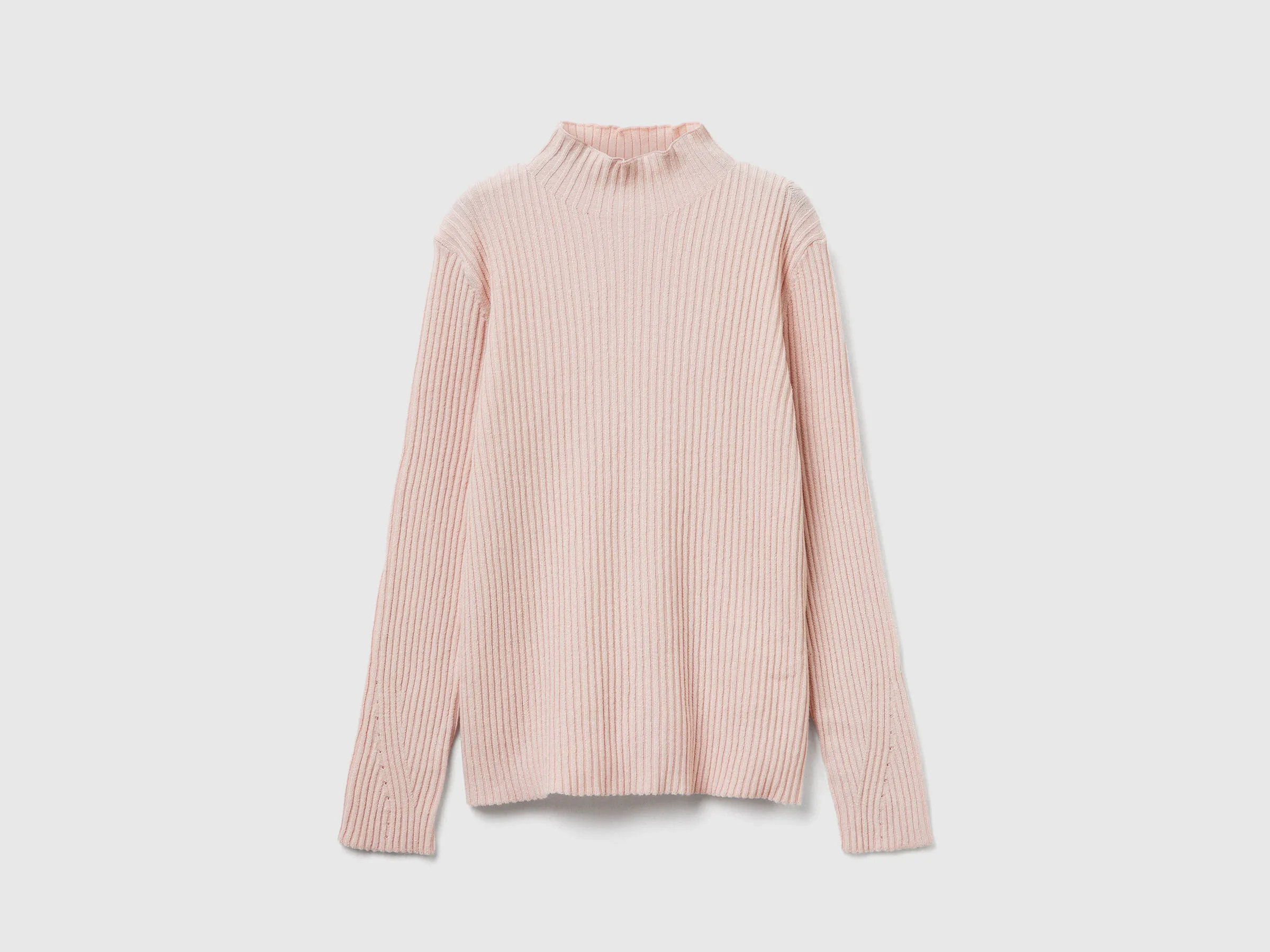 Pull col roulé côtelé - Rose Pâle