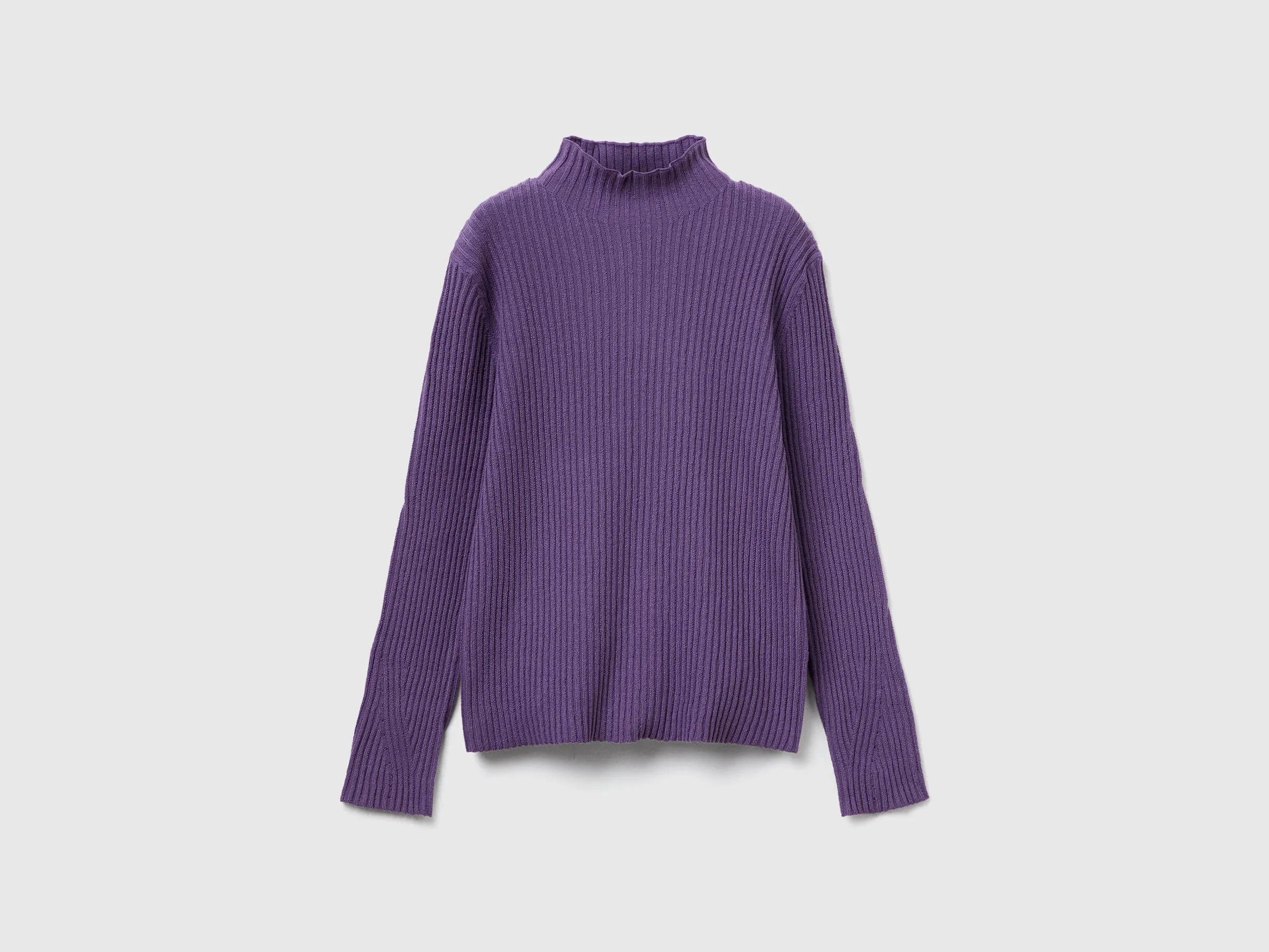 Pull col roulé côtelé - Violet