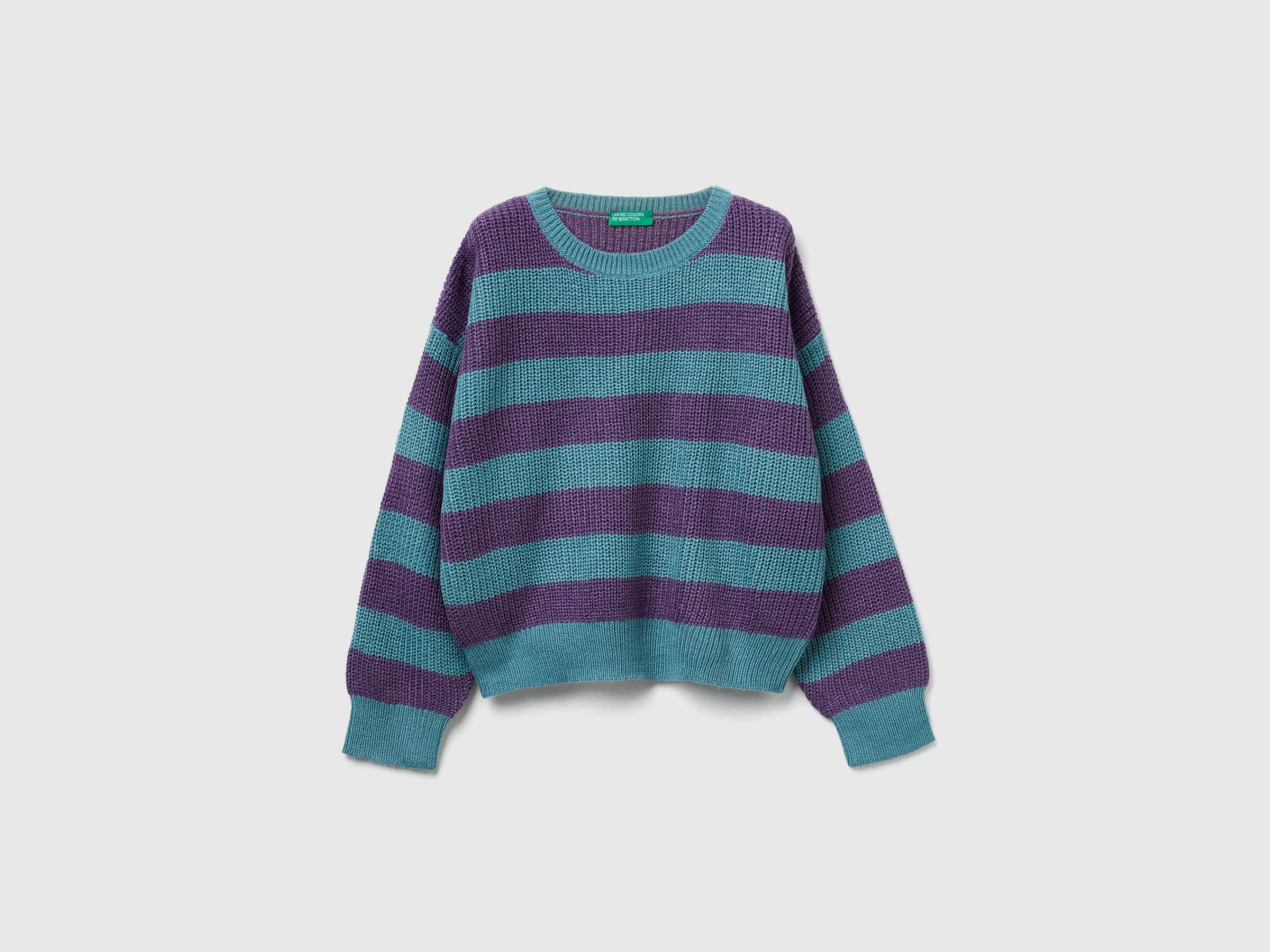 Pull rayé - Bleu Vert