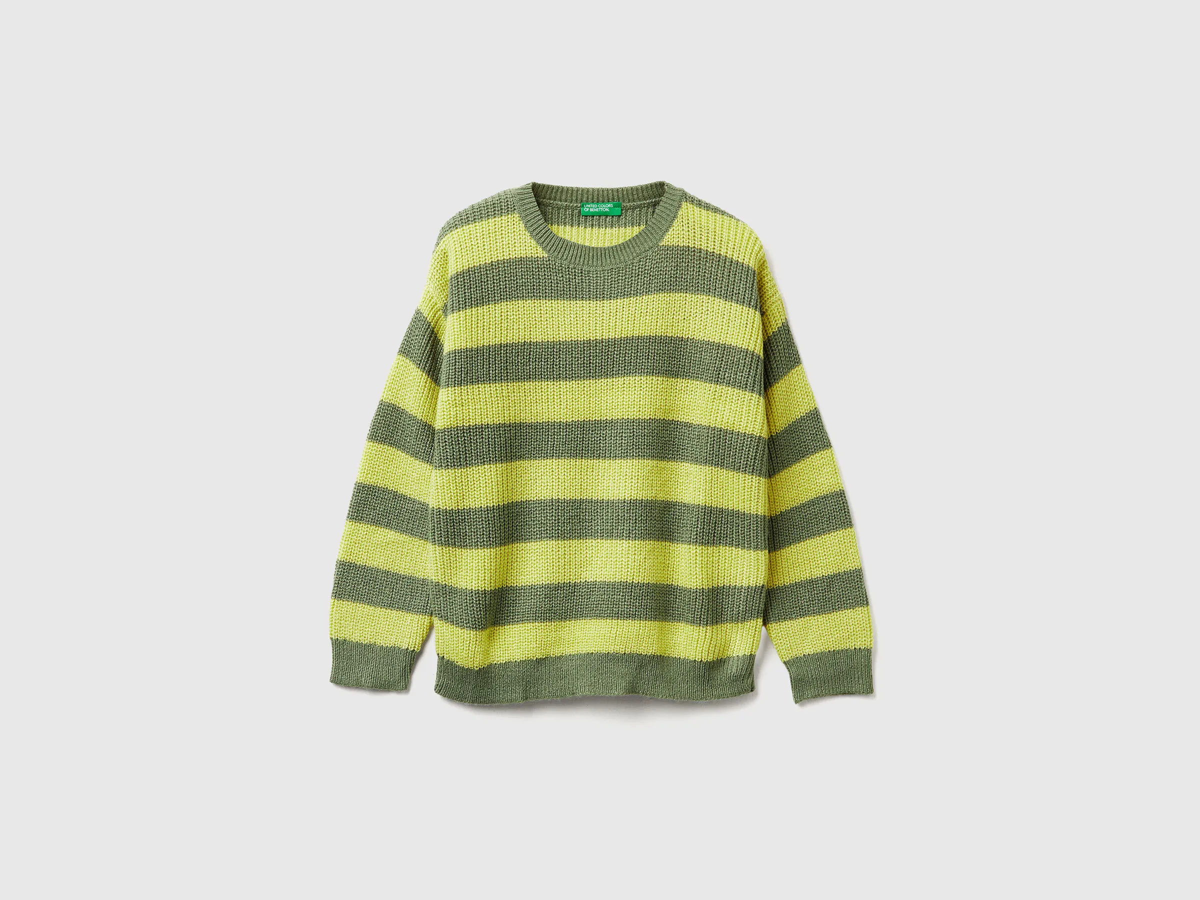 Pull rayé - Kaki