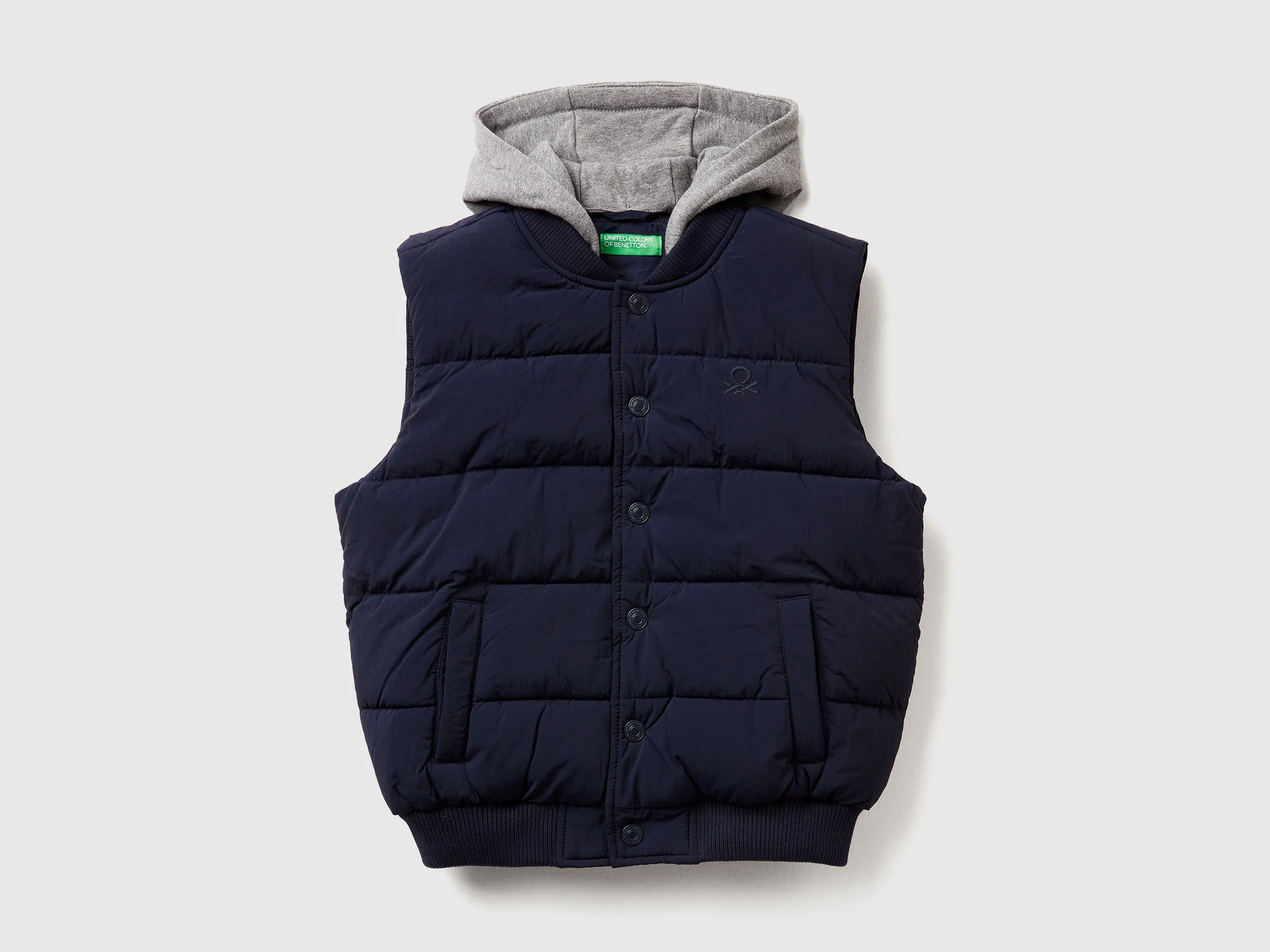 Gilet rembourré avec capuche amovible - Bleu Foncé