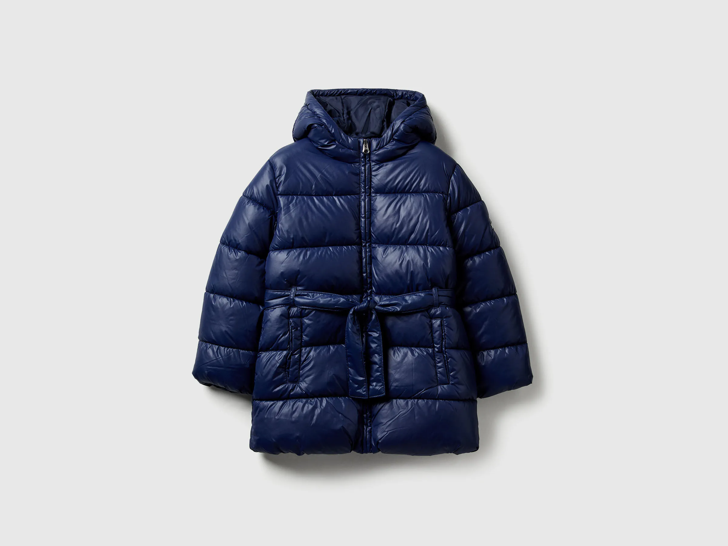 Veste longue avec ceinture - Bleu Foncé