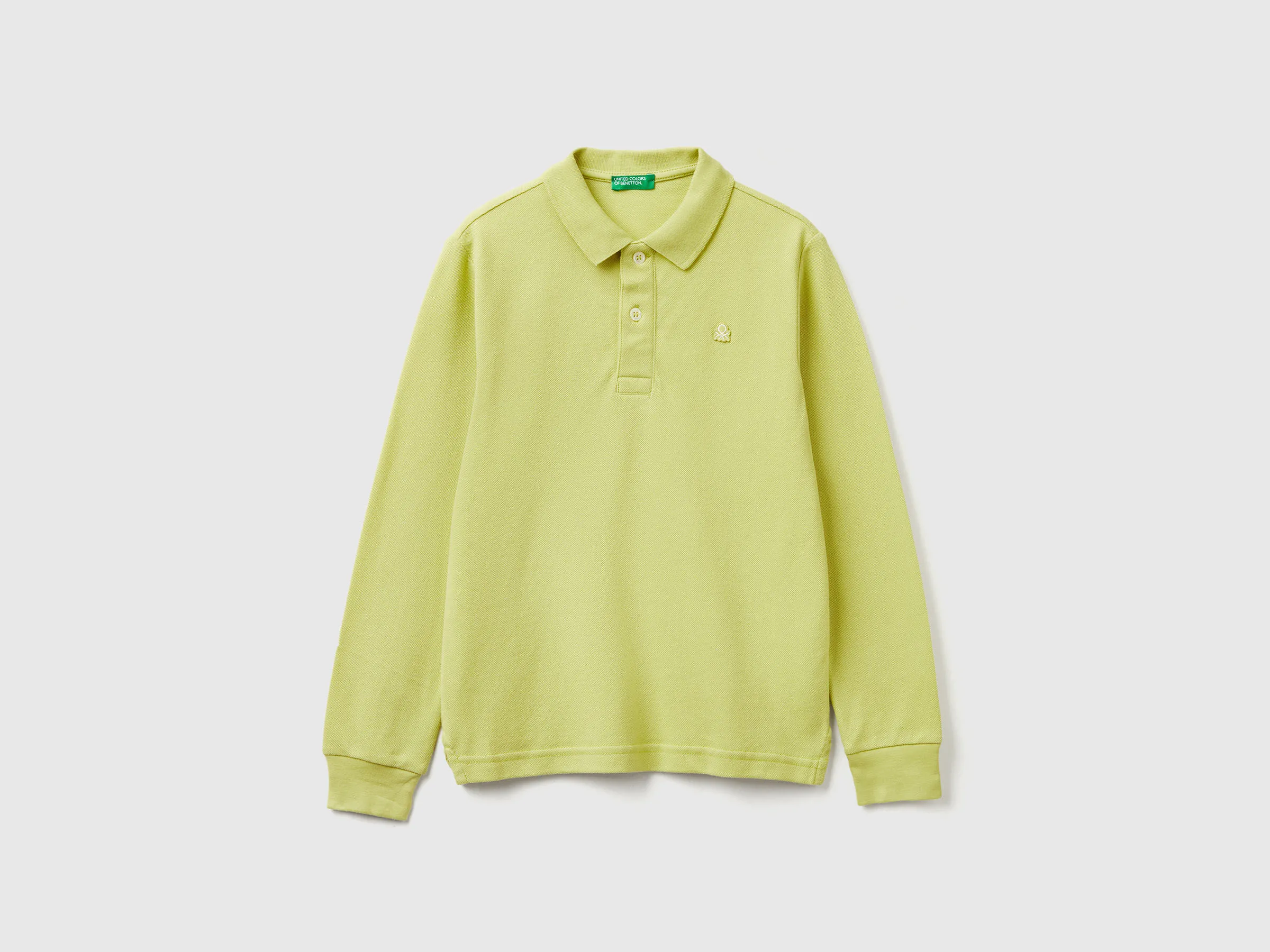 Polo en coton à manches longues - Jaune