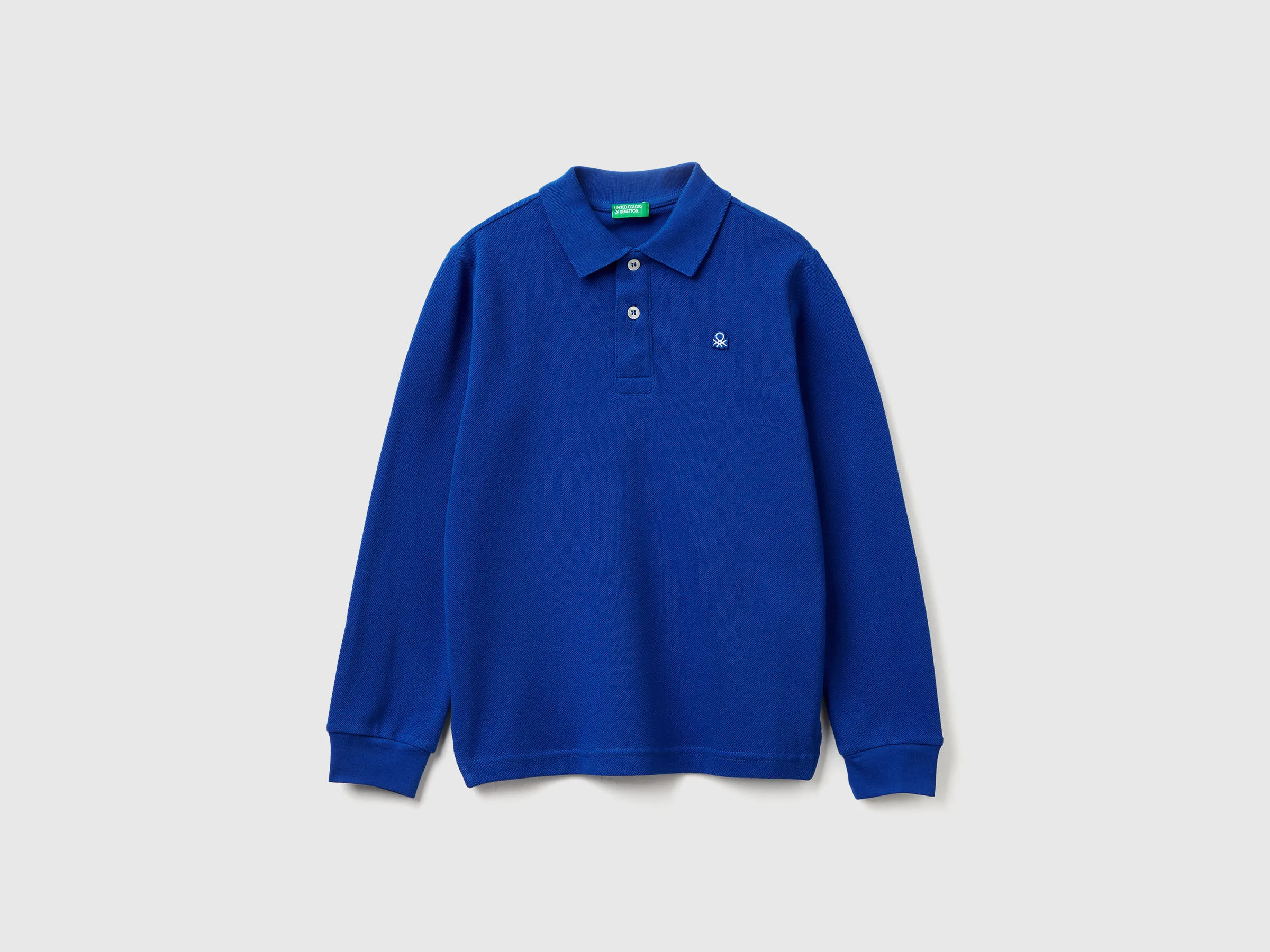 Polo en coton à manches longues - Turquoise