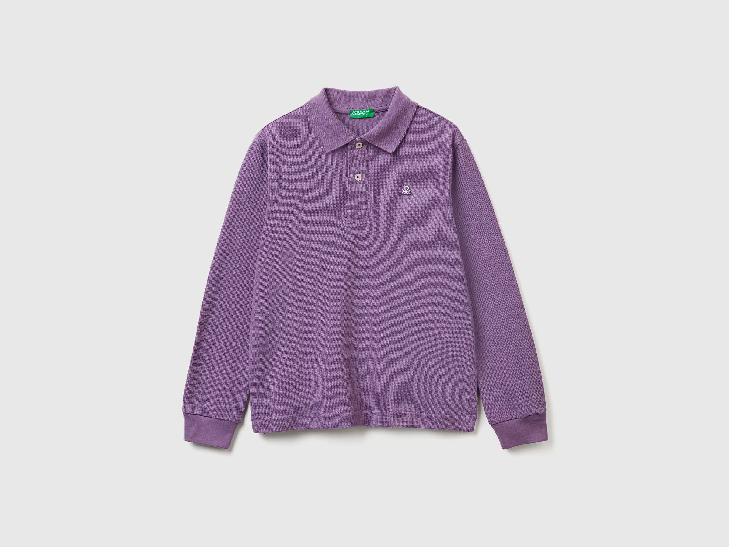 Polo en coton à manches longues - Violet