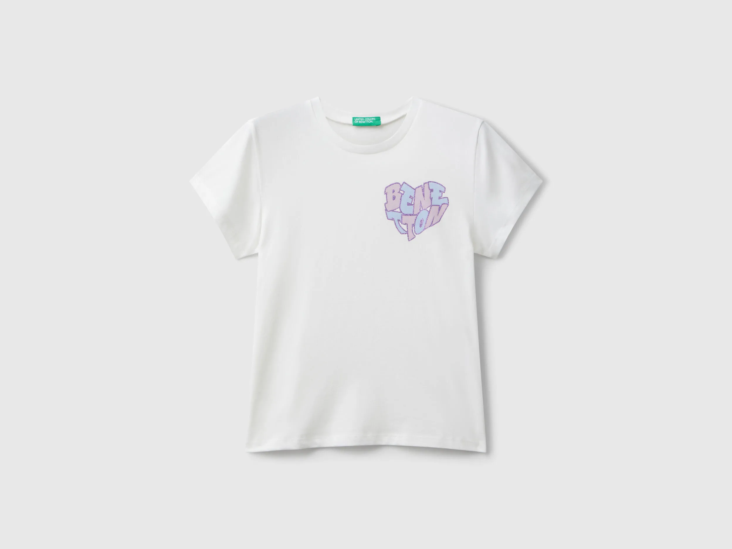 T-shirt à logo pailleté - Crème