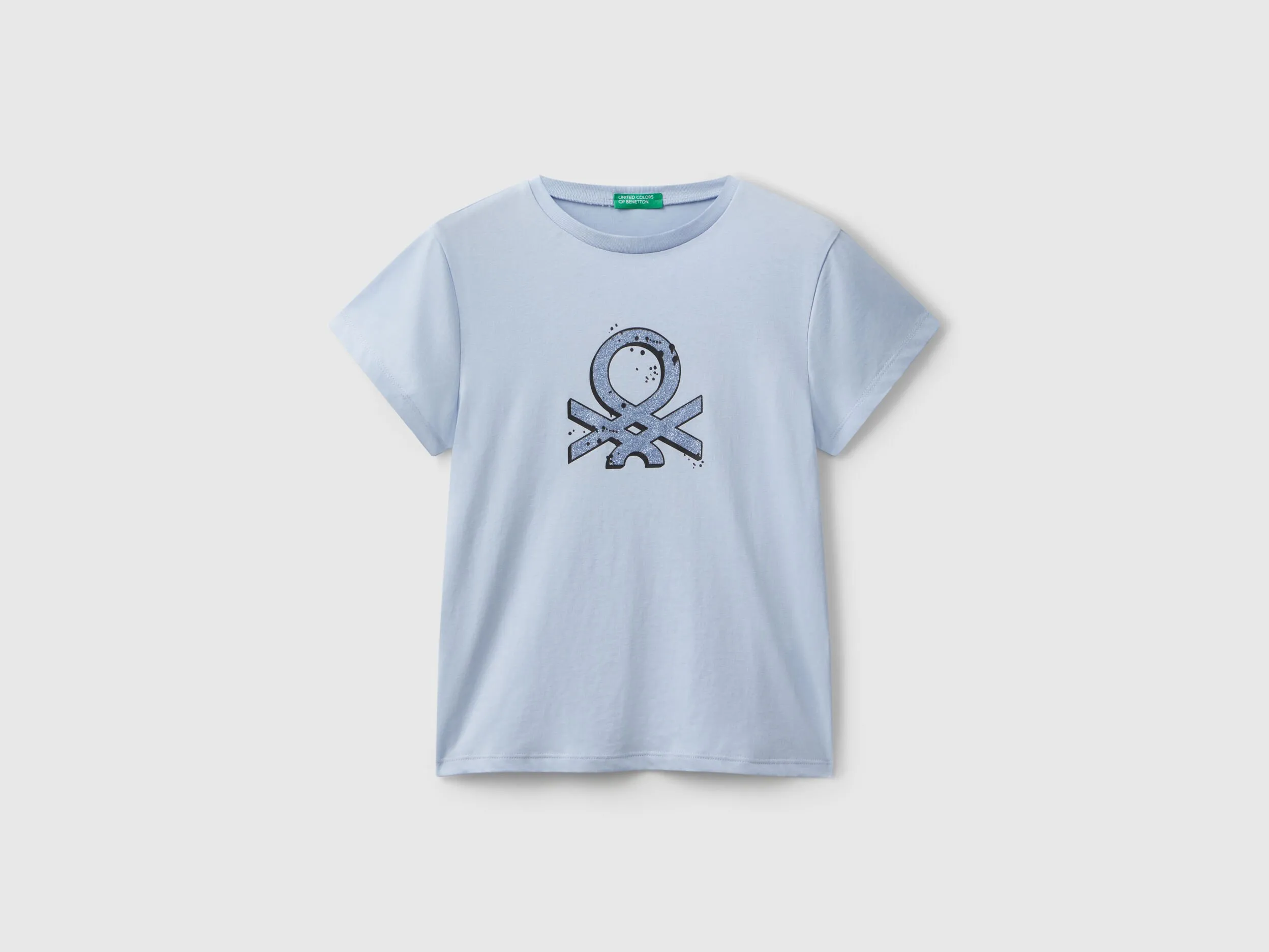 T-shirt à logo pailleté - Bleu Clair