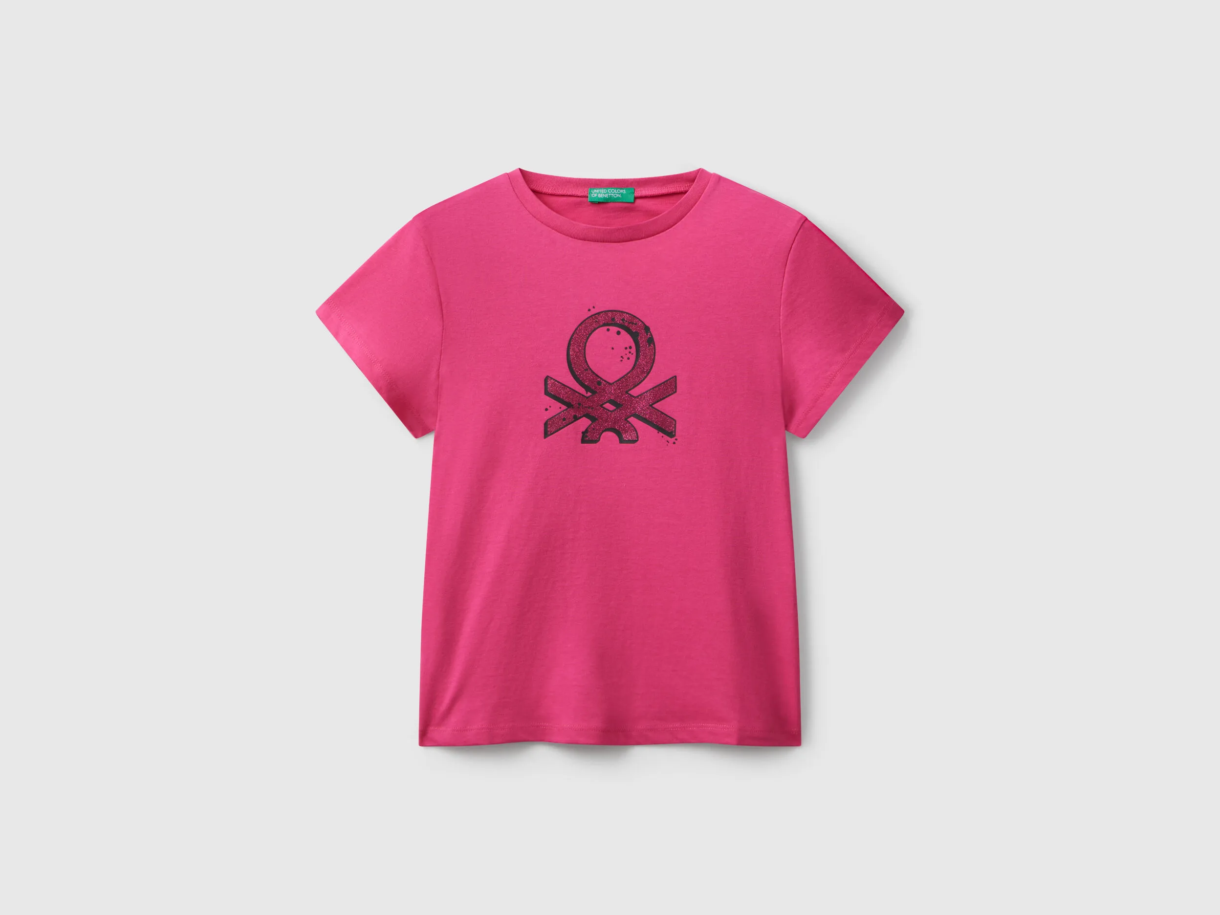T-shirt à logo pailleté - Fuchsia