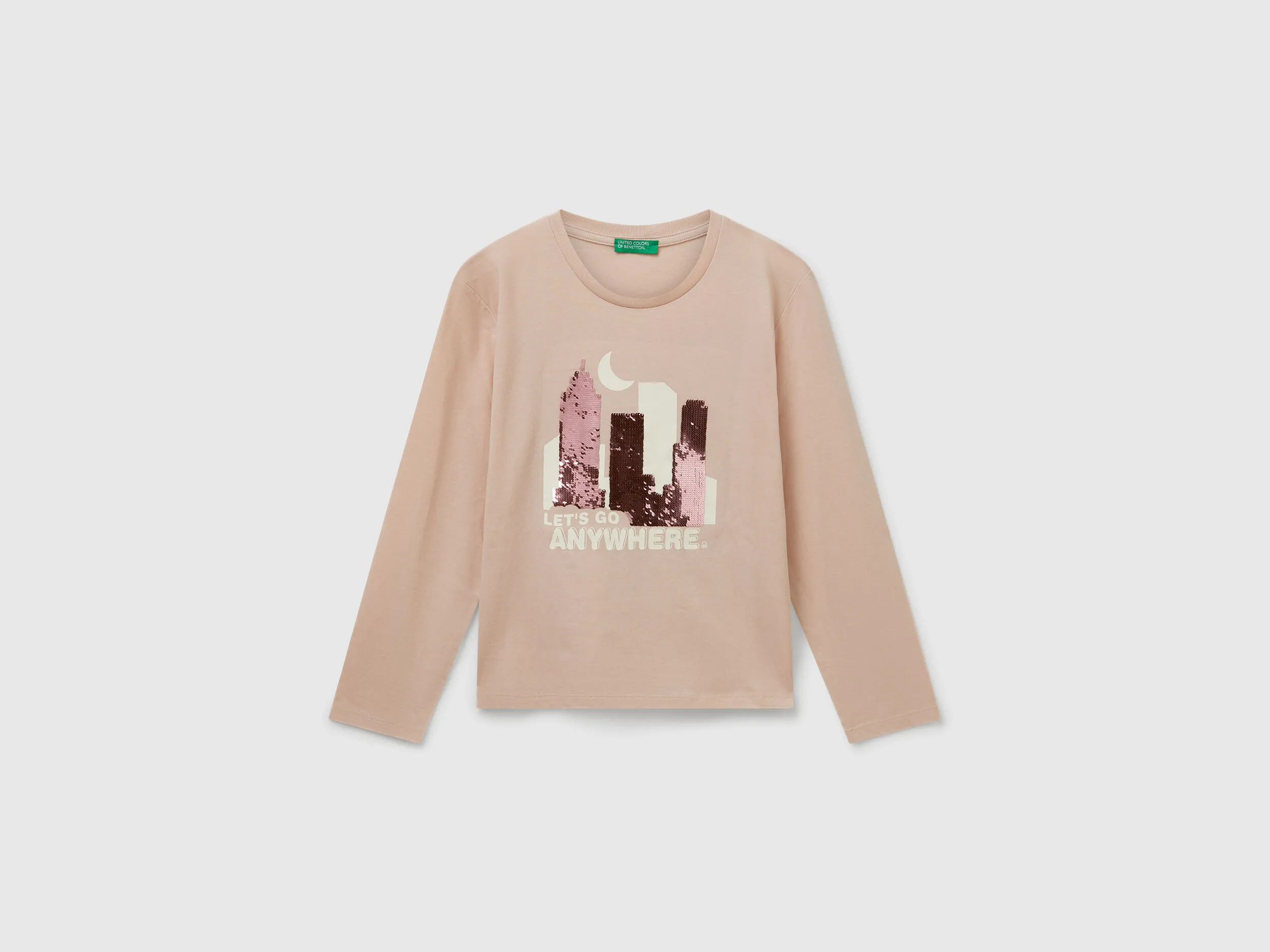 T-shirt à paillettes en coton - Rose Pâle