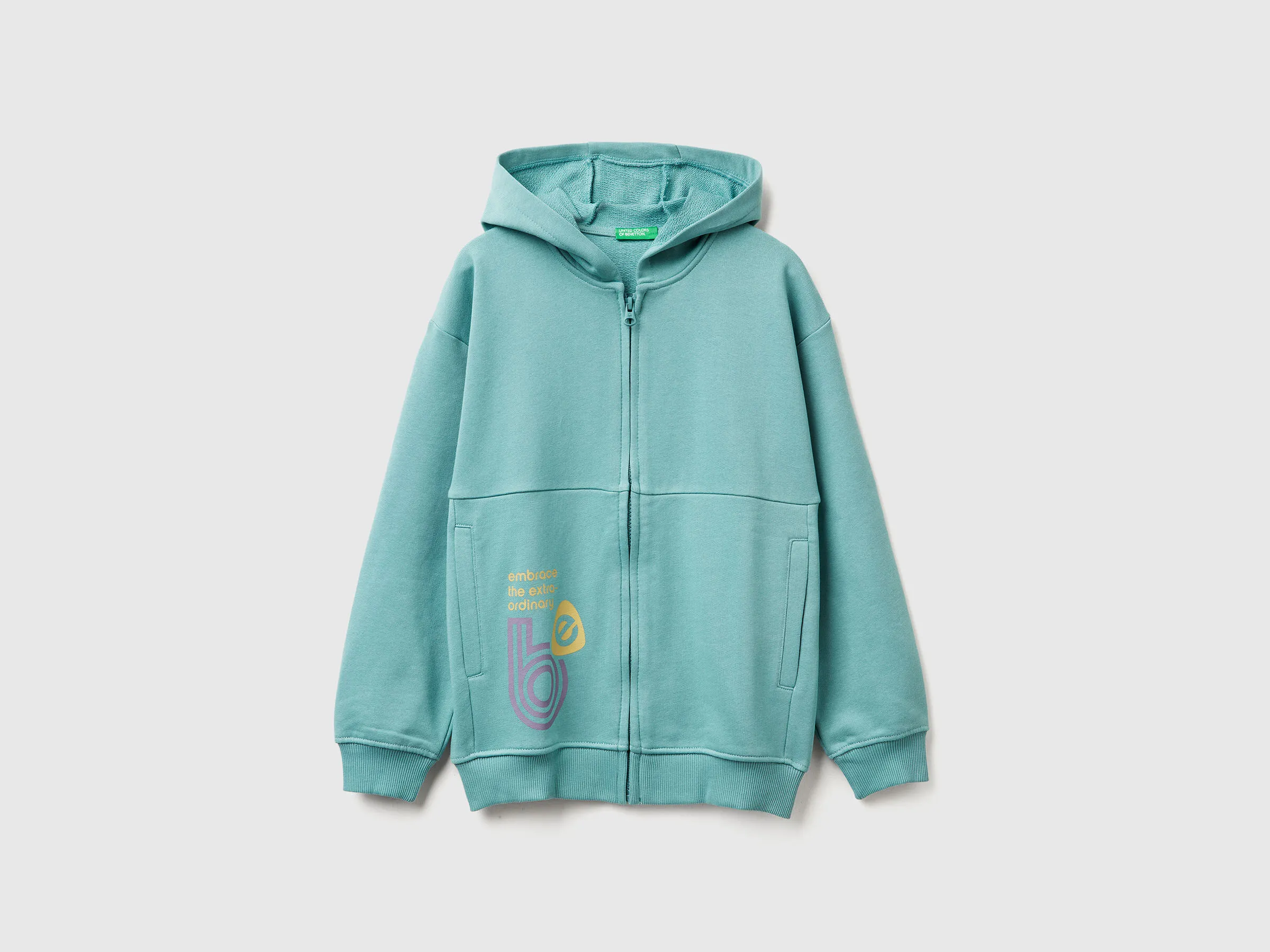 Sweat-shirt ample avec imprimés - Bleu Ciel