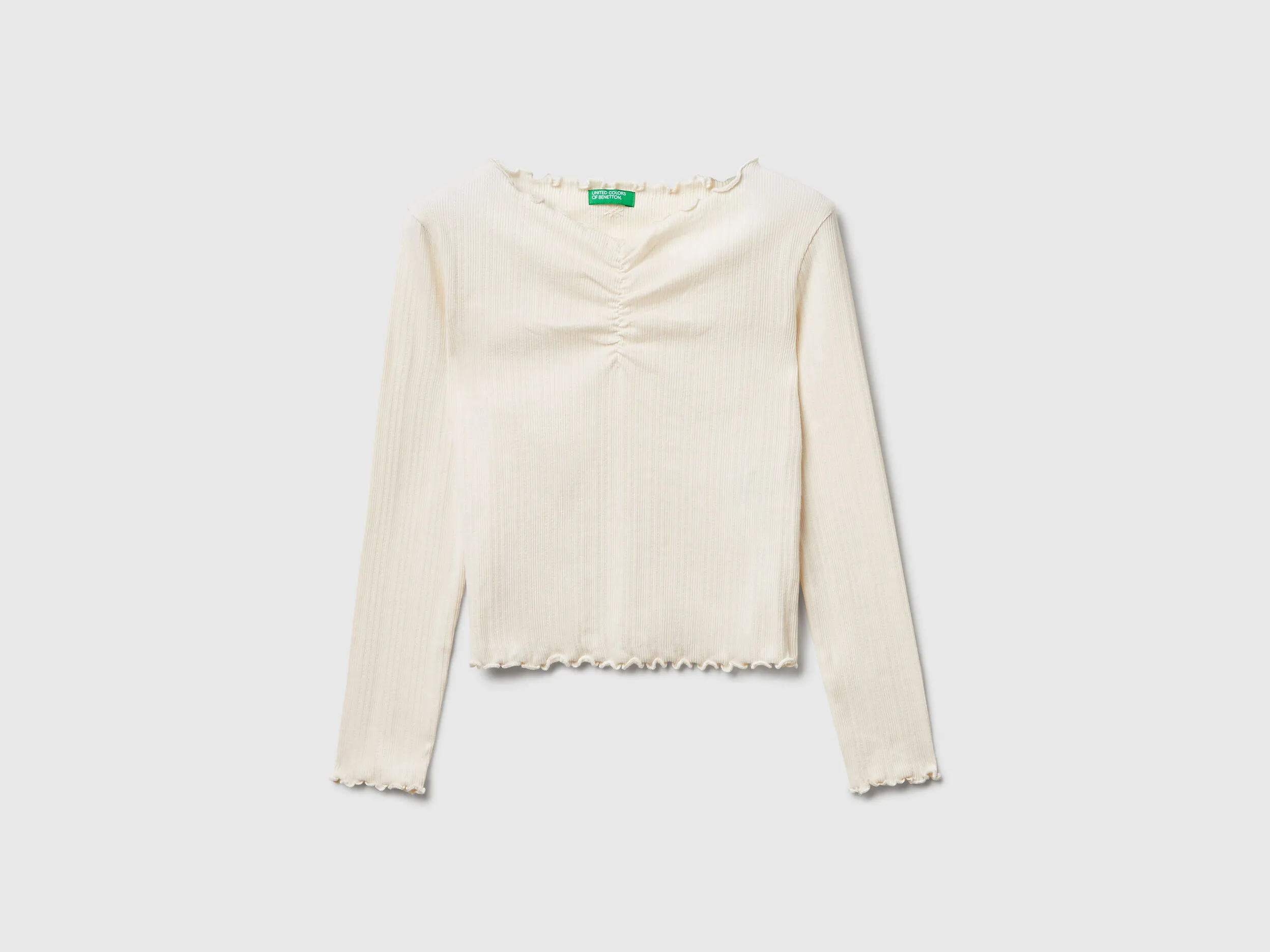 T-shirt à bords ondulés - Crème