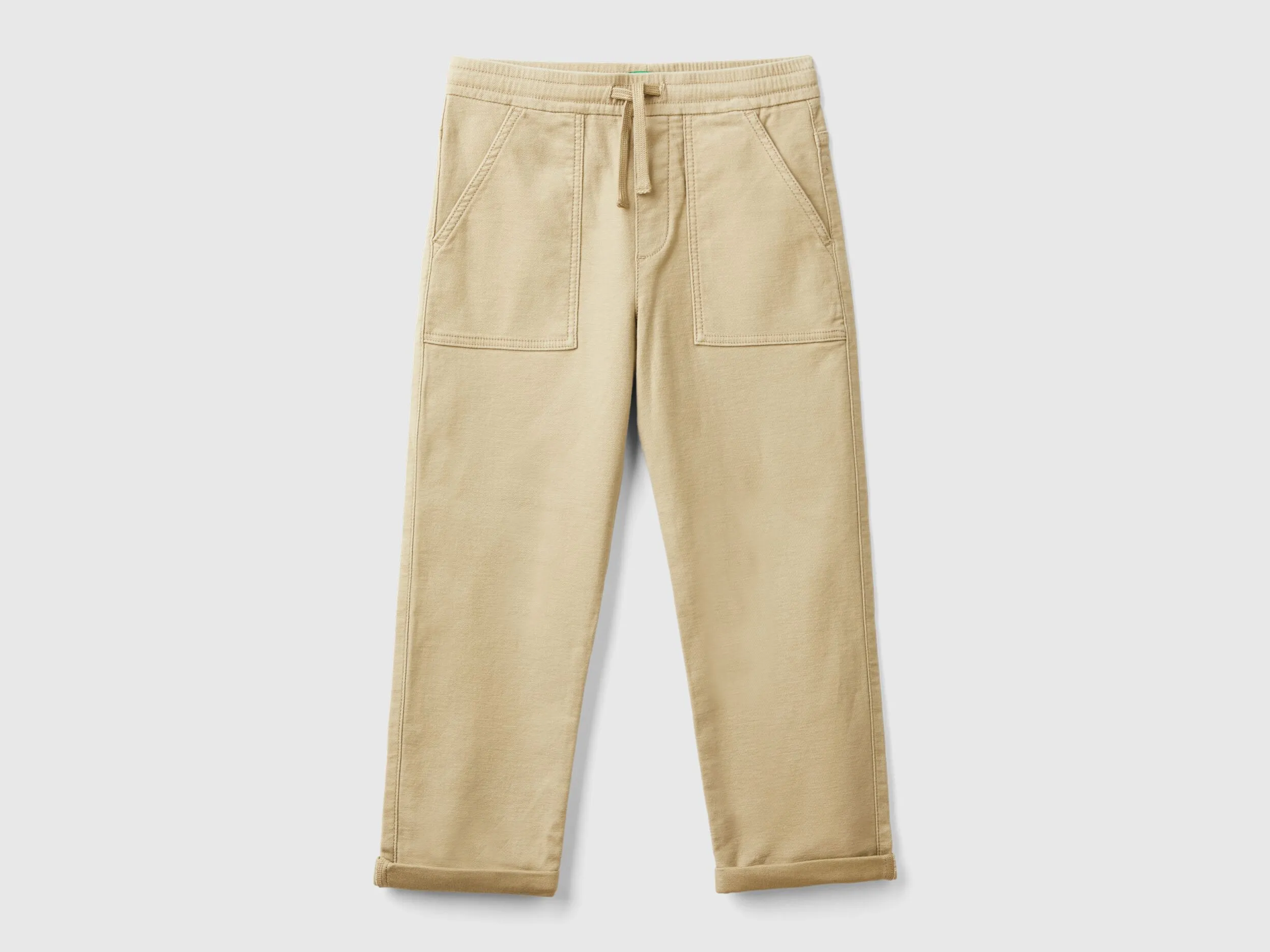 Jogging en coton mélangé à cordon de serrage - Beige