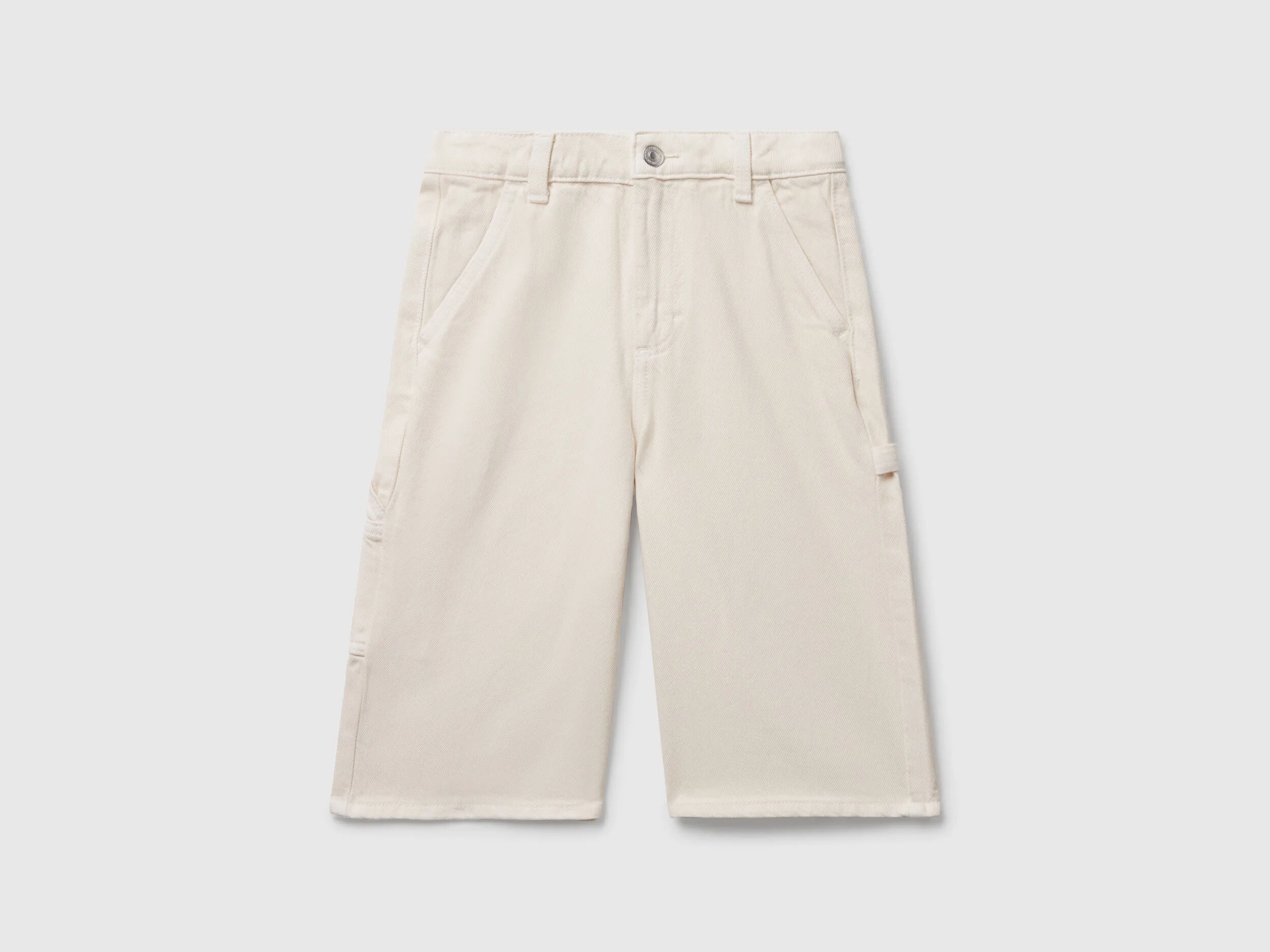 Pantalon en coton jusqu'aux genoux - Crème