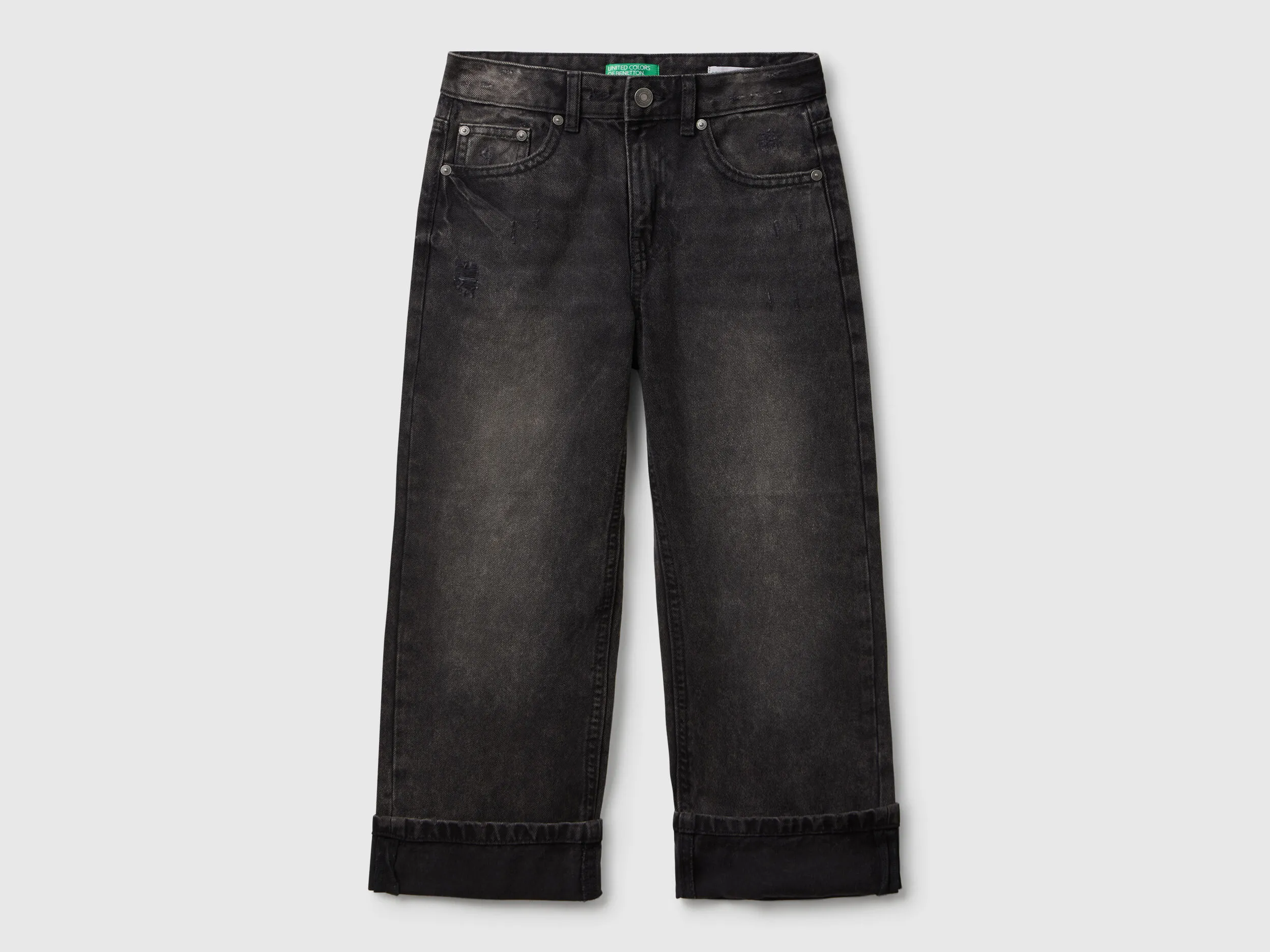 Jean droit avec revers - Noir