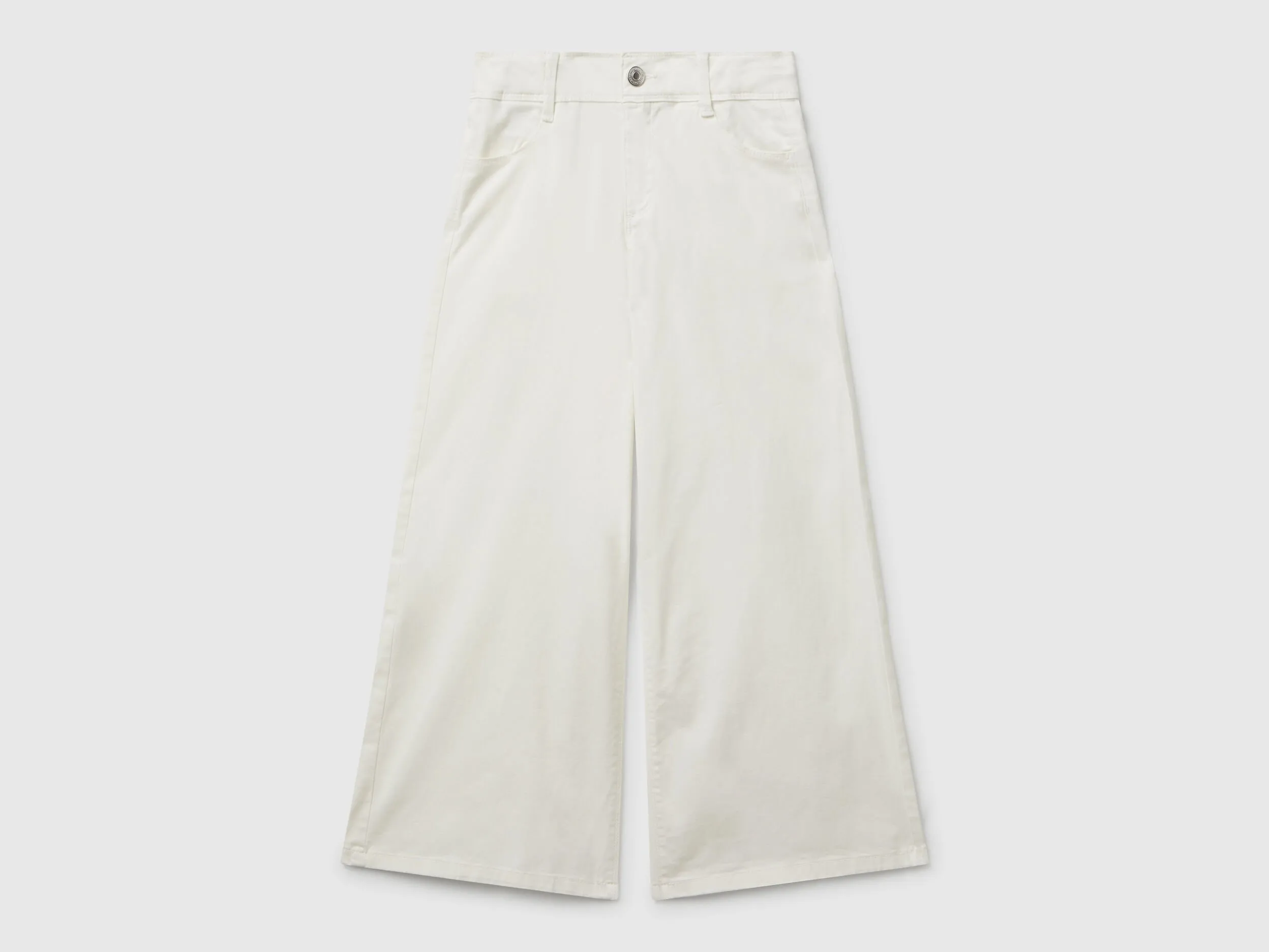 Pantalon large en coton stretch - Crème