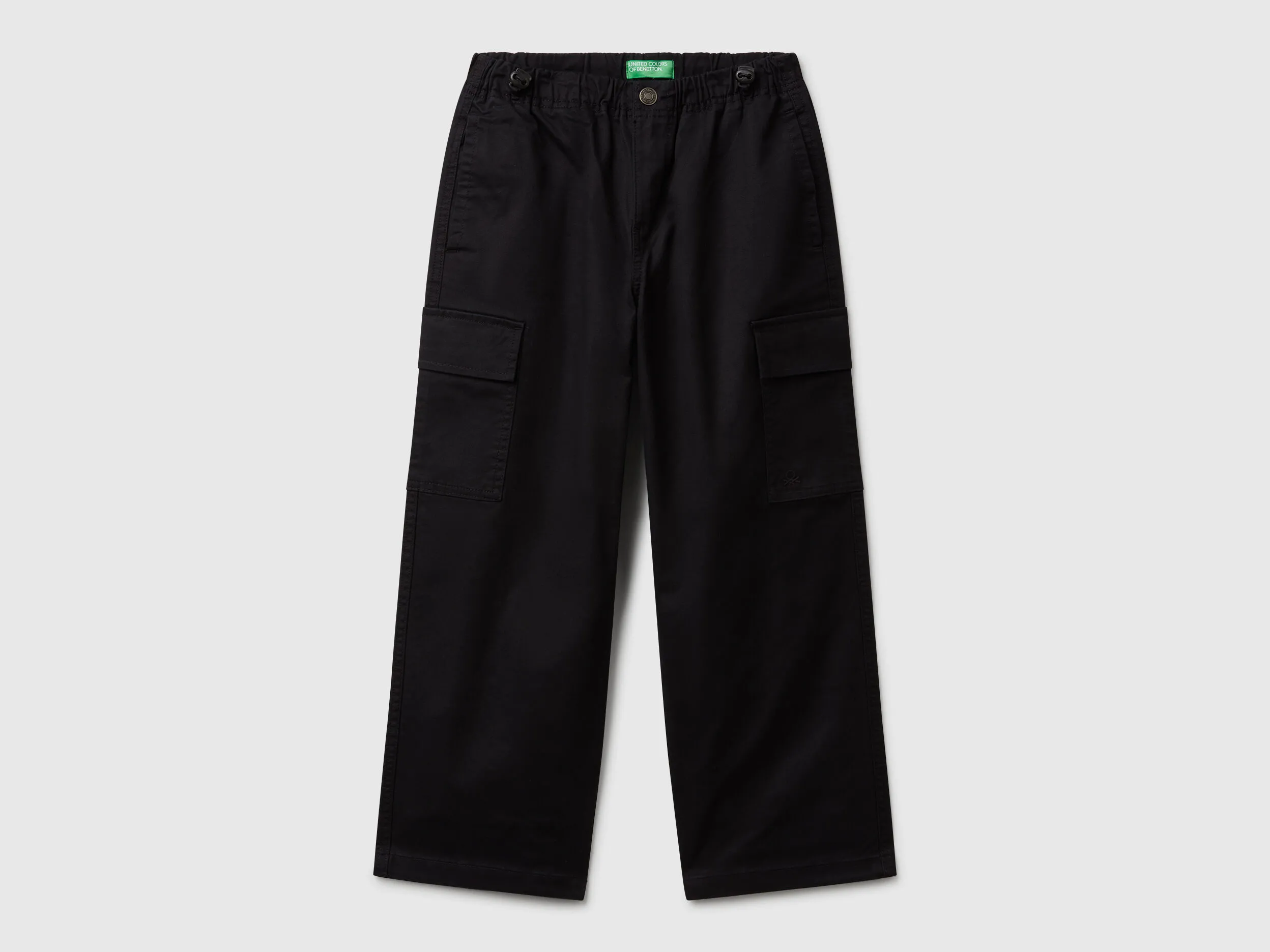 Pantalon parachute en coton extensible - Noir