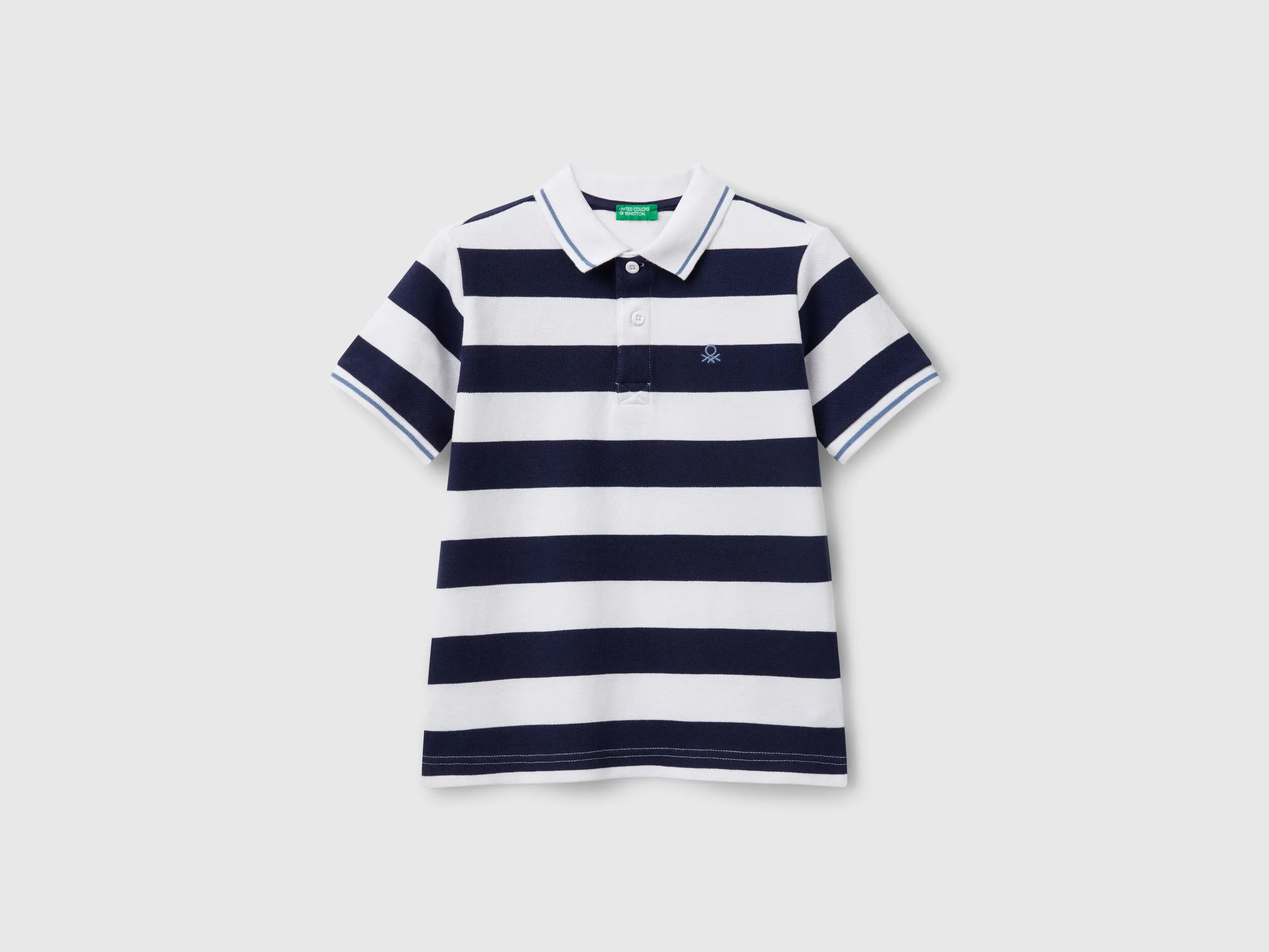 Polo rayé à manches courtes - Bleu