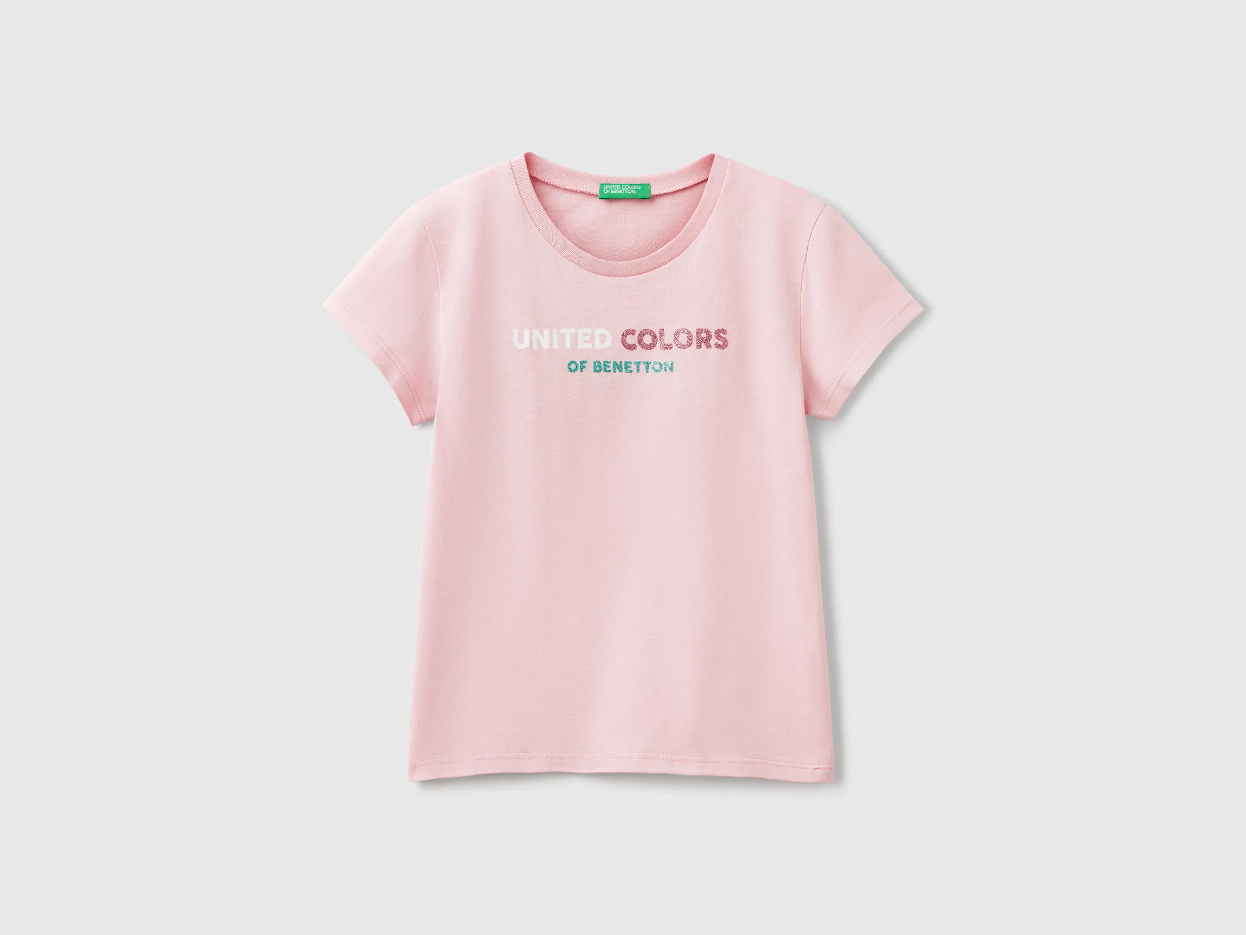 T-shirt en coton à logo pailleté - Rose