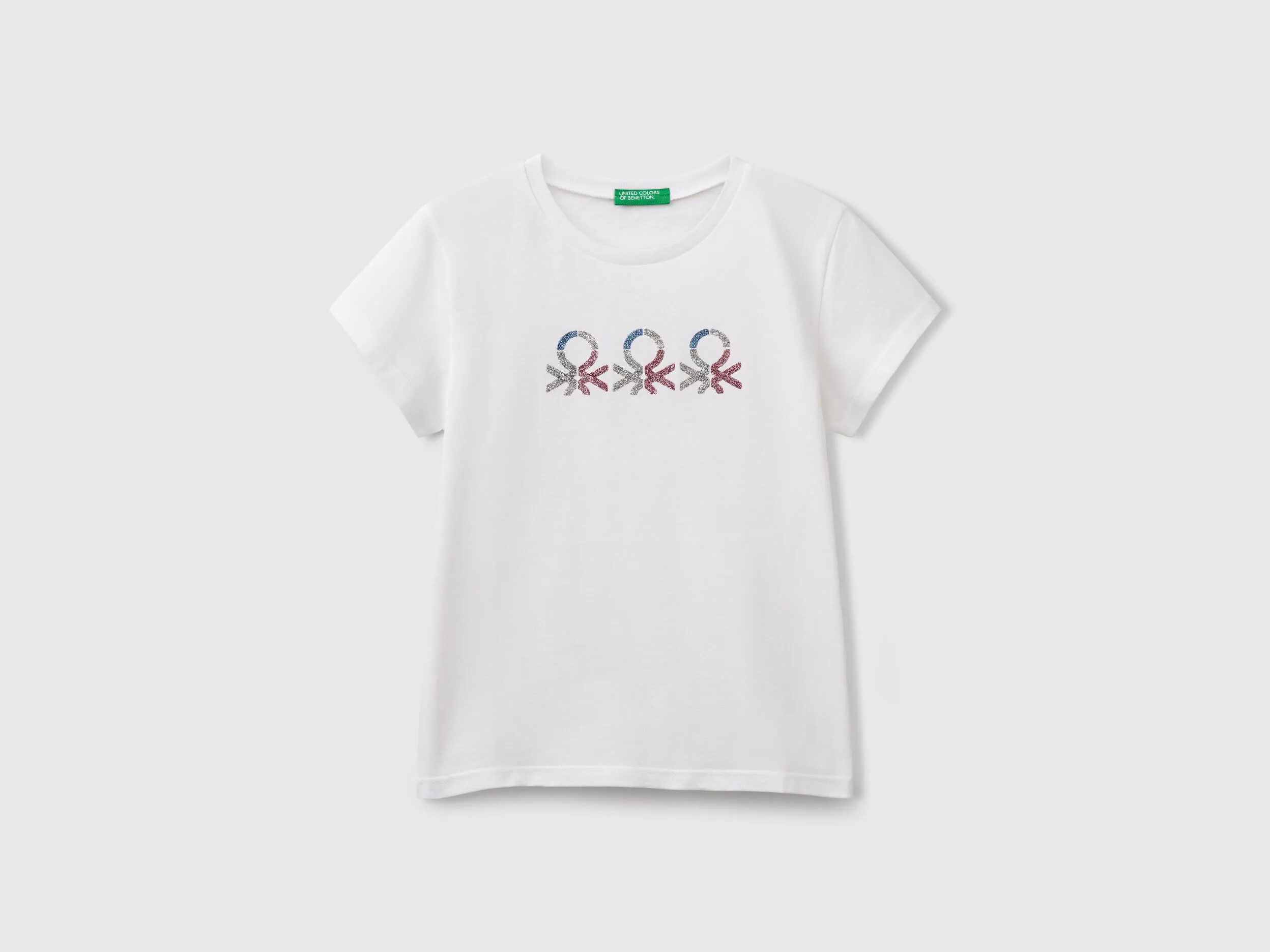 T-shirt en coton à logo pailleté - Blanc