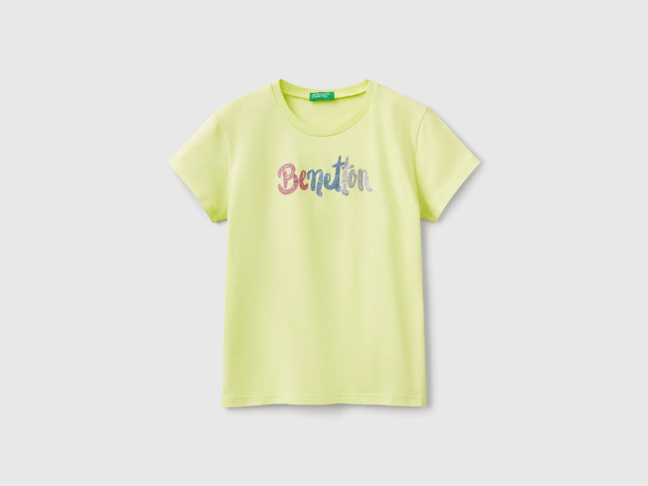T-shirt en coton à logo pailleté - Lime