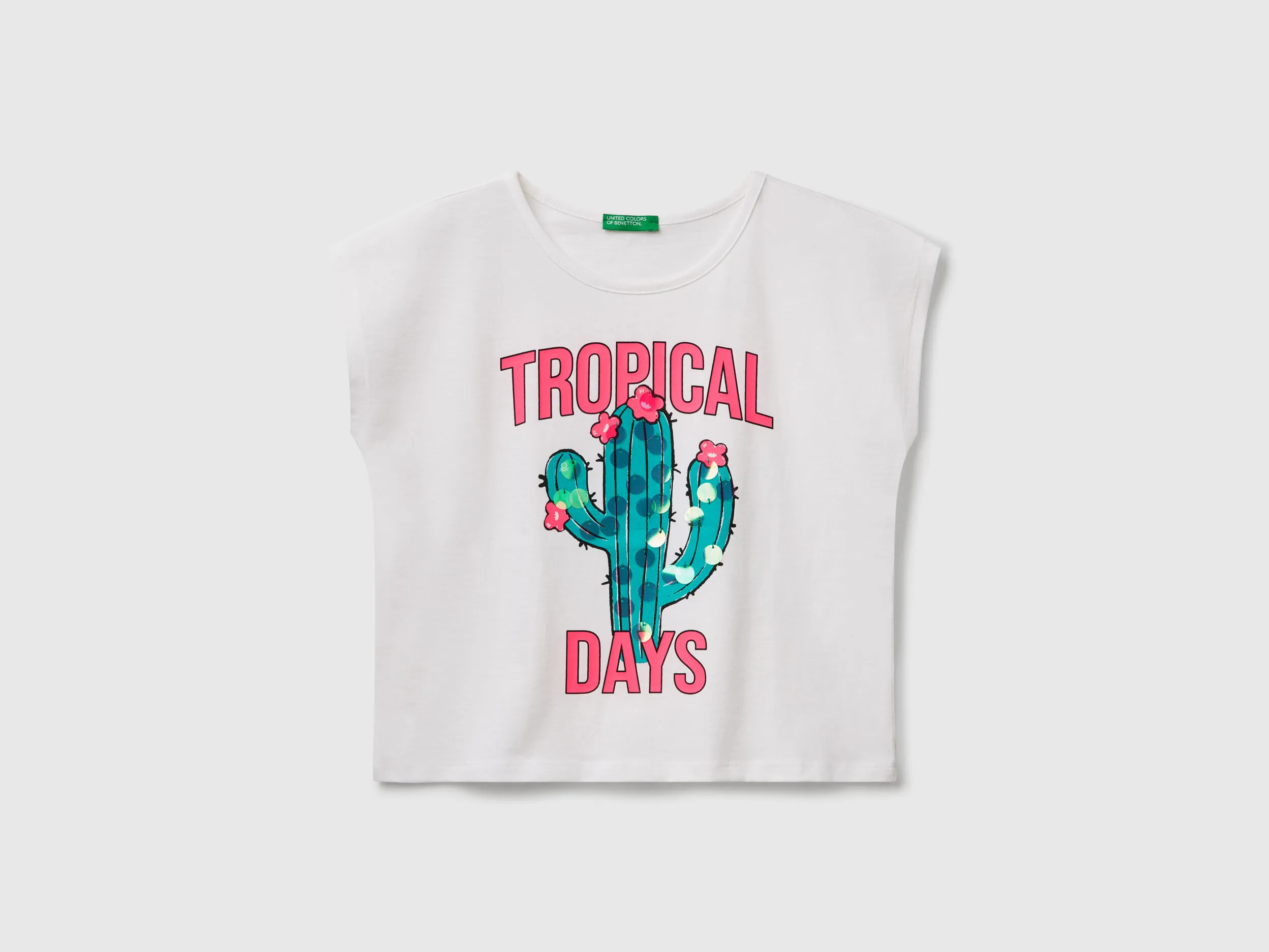 T-shirt avec imprimé et paillettes - Blanc