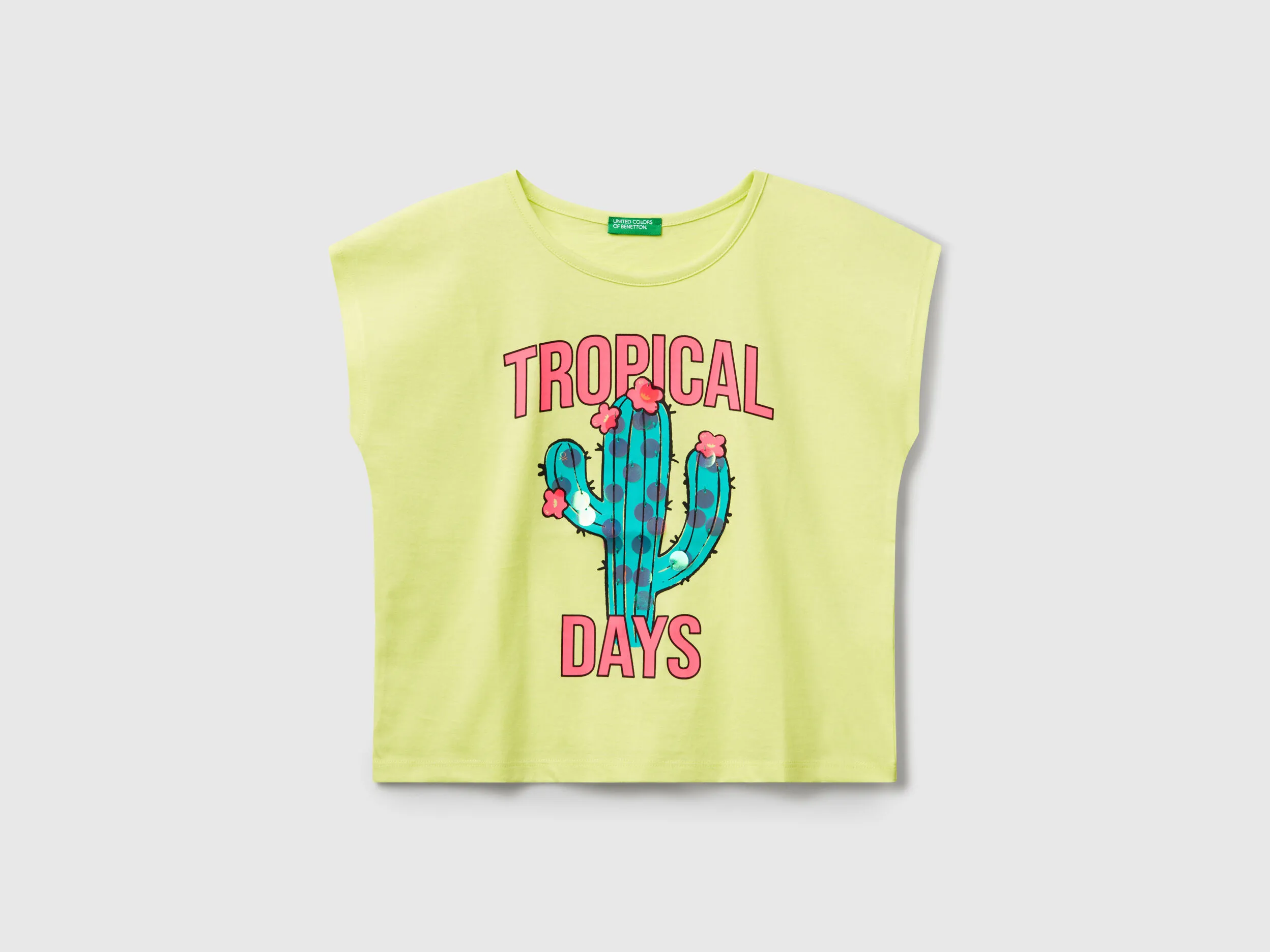 T-shirt avec imprimé et paillettes - Lime