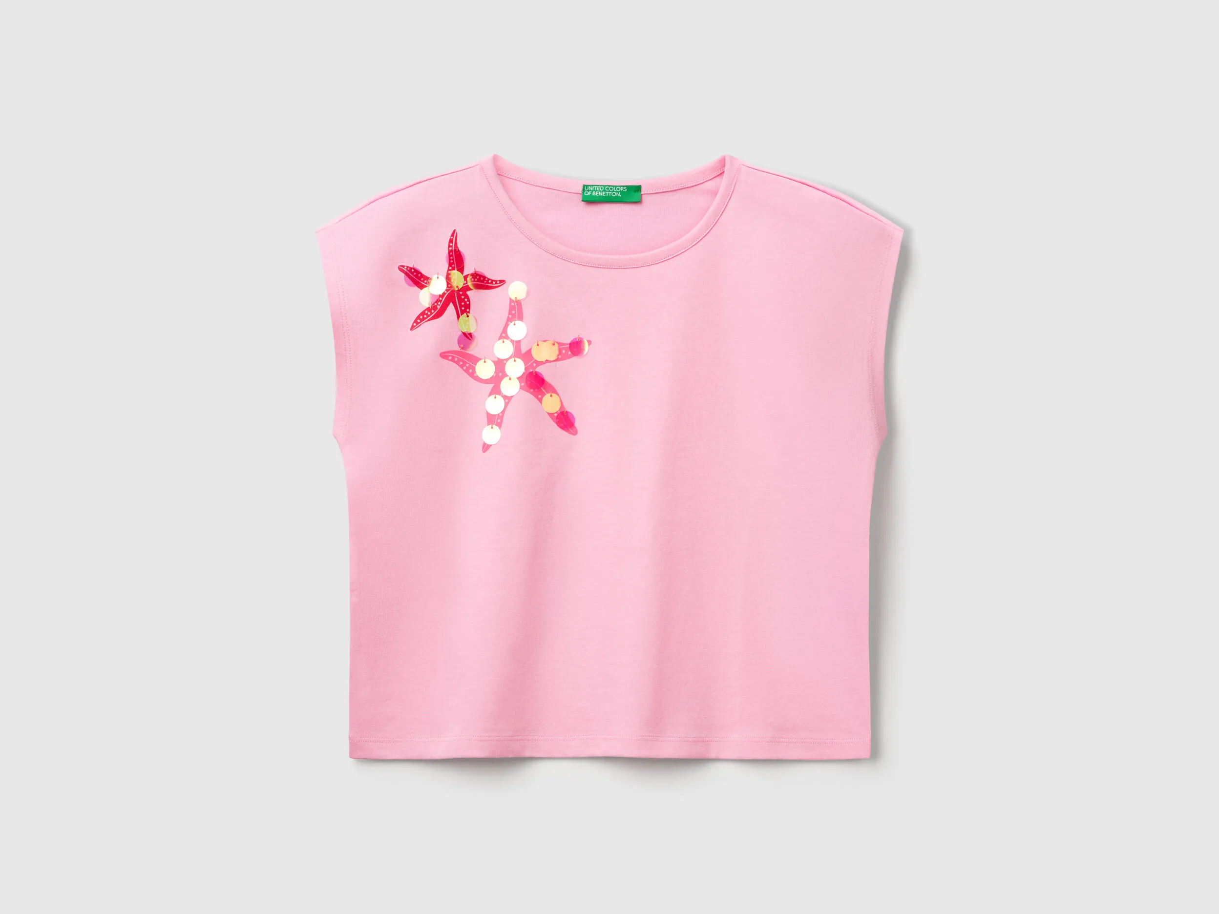 T-shirt avec imprimé et paillettes - Rose