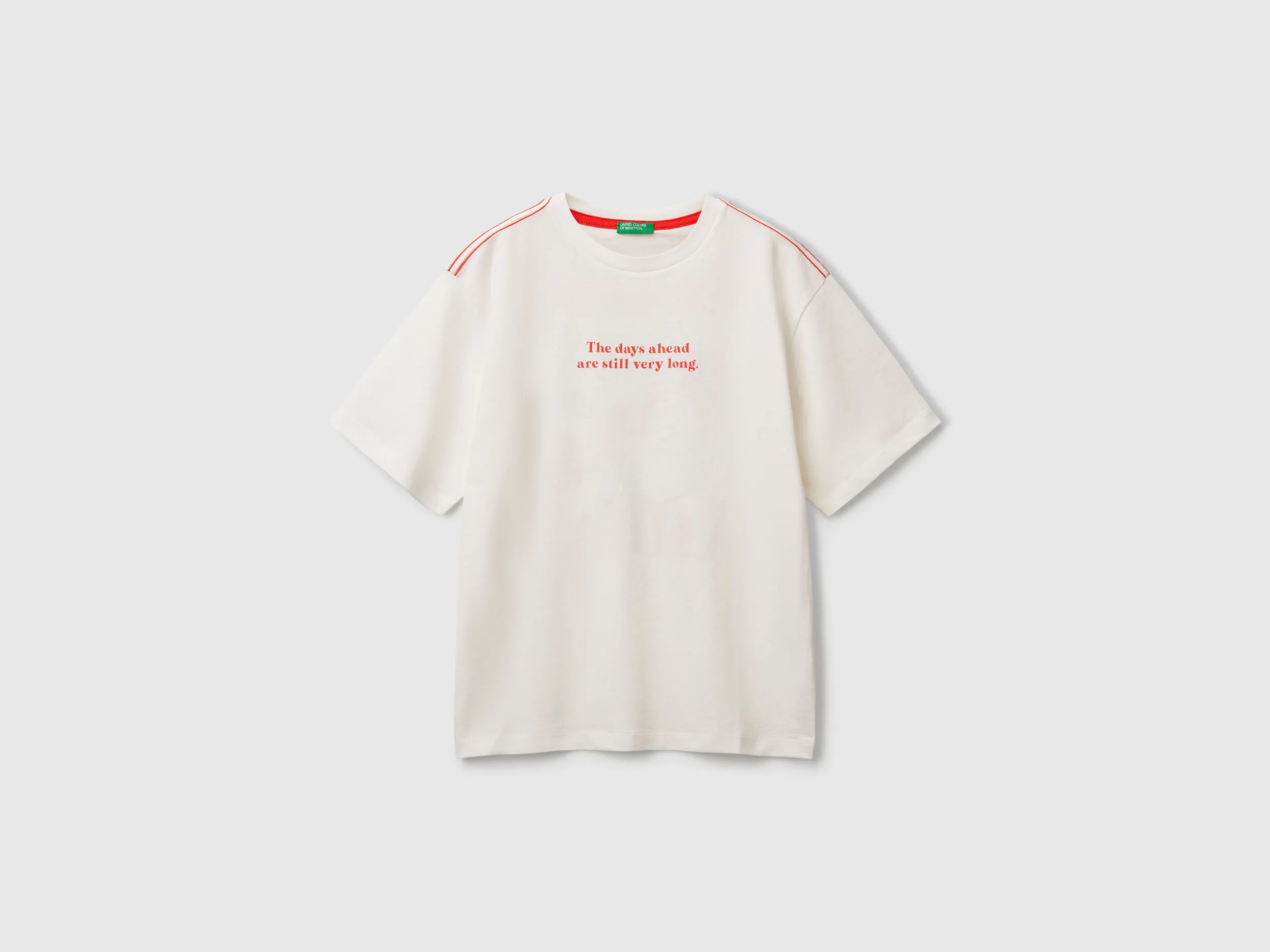 T-shirt avec slogan imprimé et broderie - Blanc