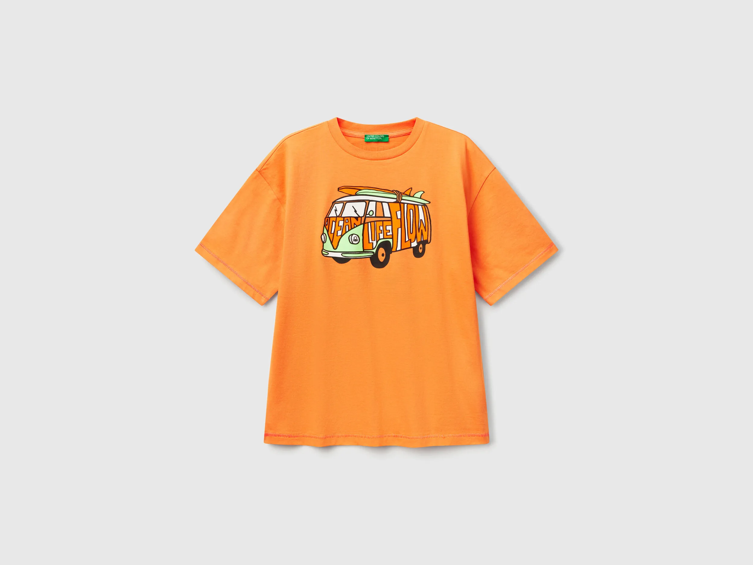 T-shirt avec imprimé devant et dos - Orange