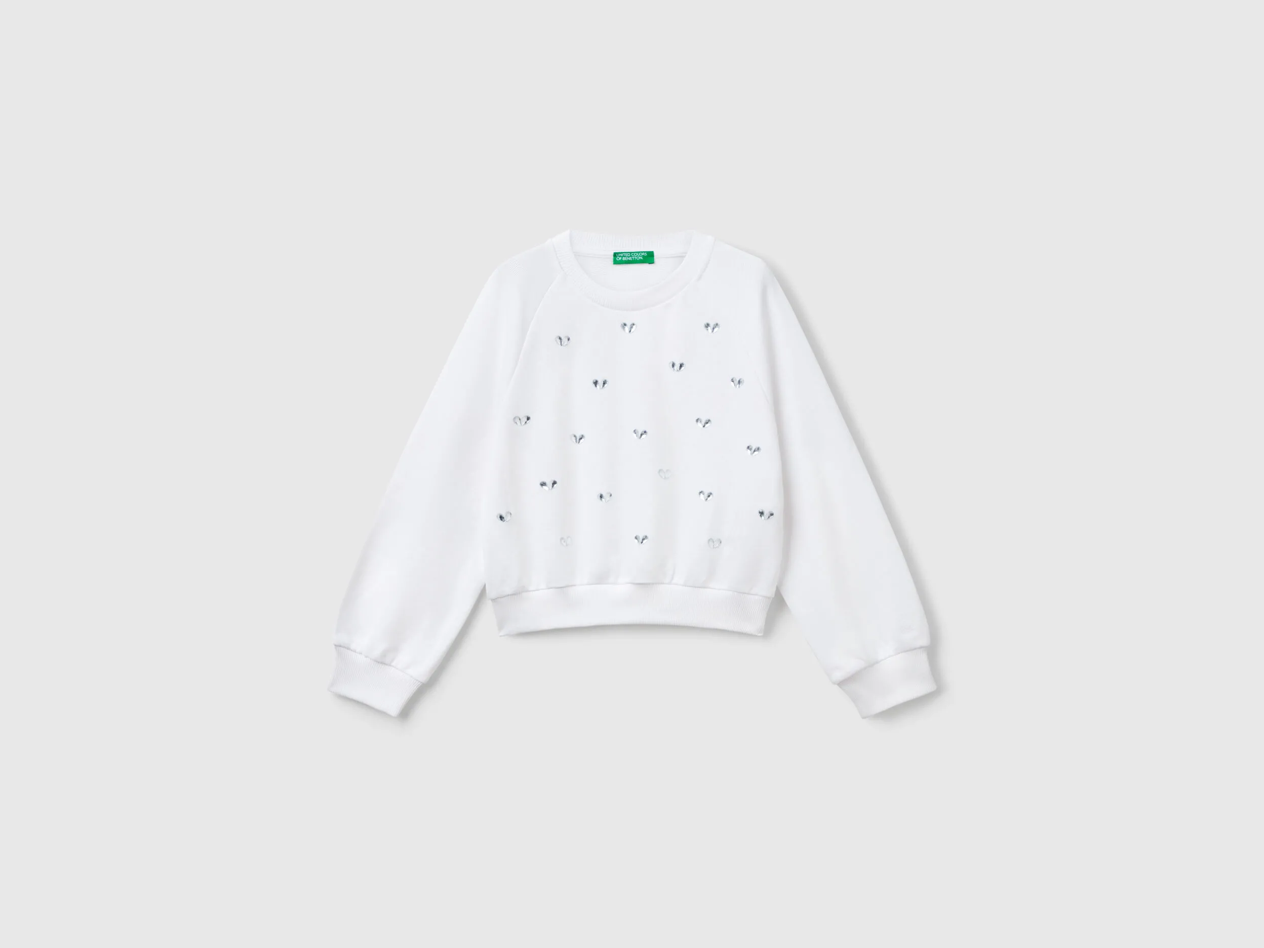 Sweat avec strass coeur - Blanc