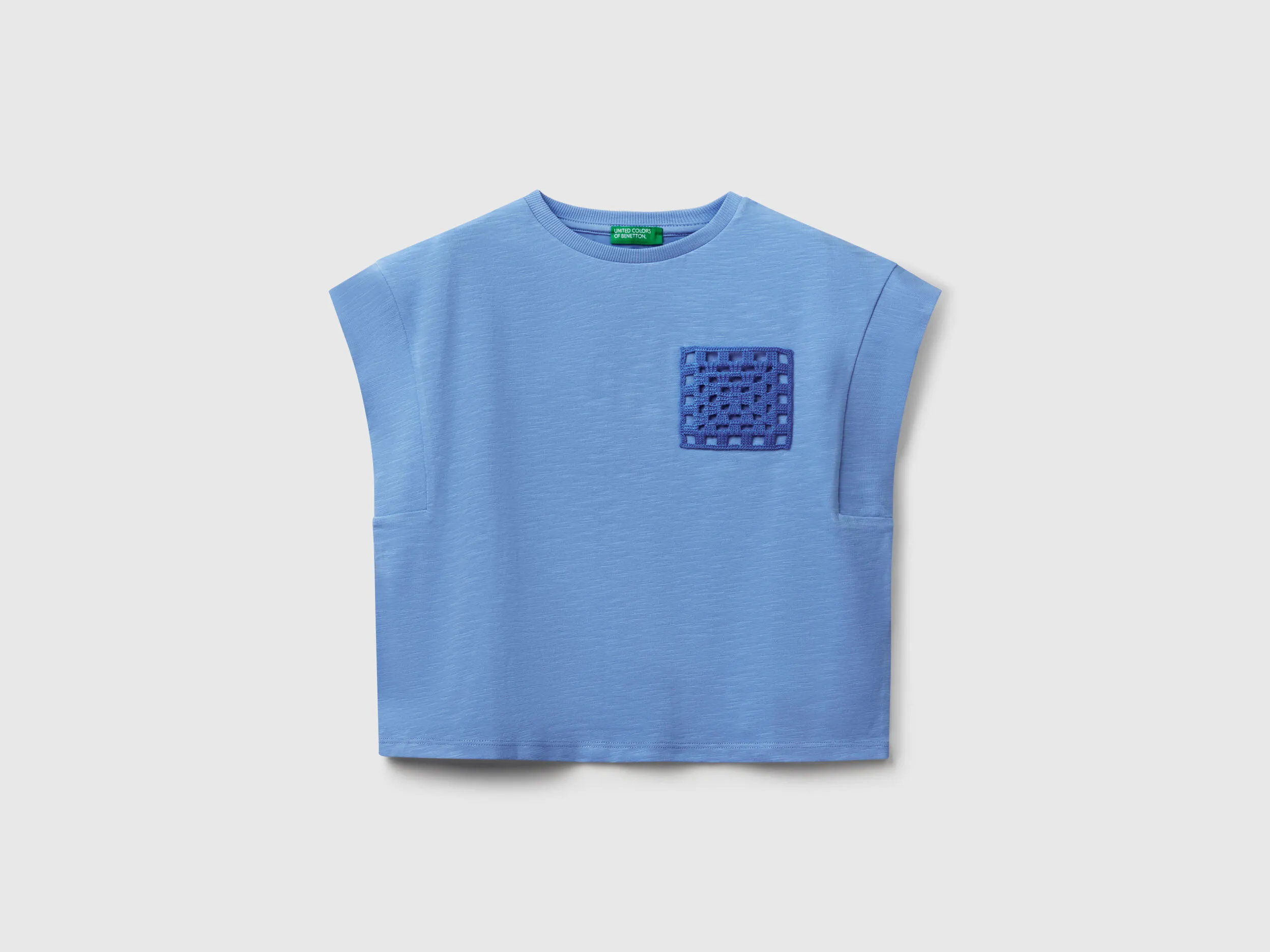 T-shirt avec patch macramé - Bleu Ciel
