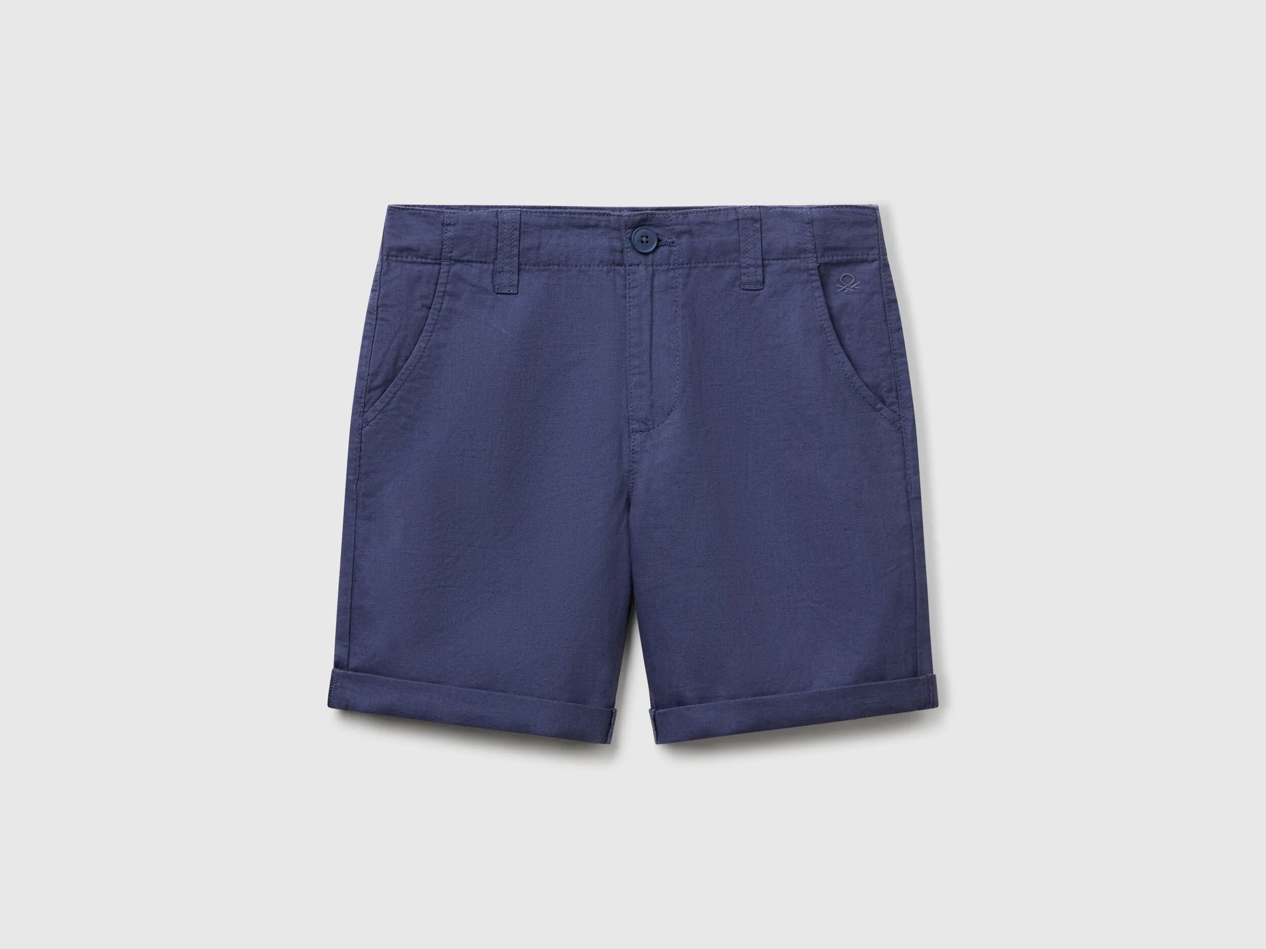 Bermuda chino en lin mélangé - Bleu Horizon