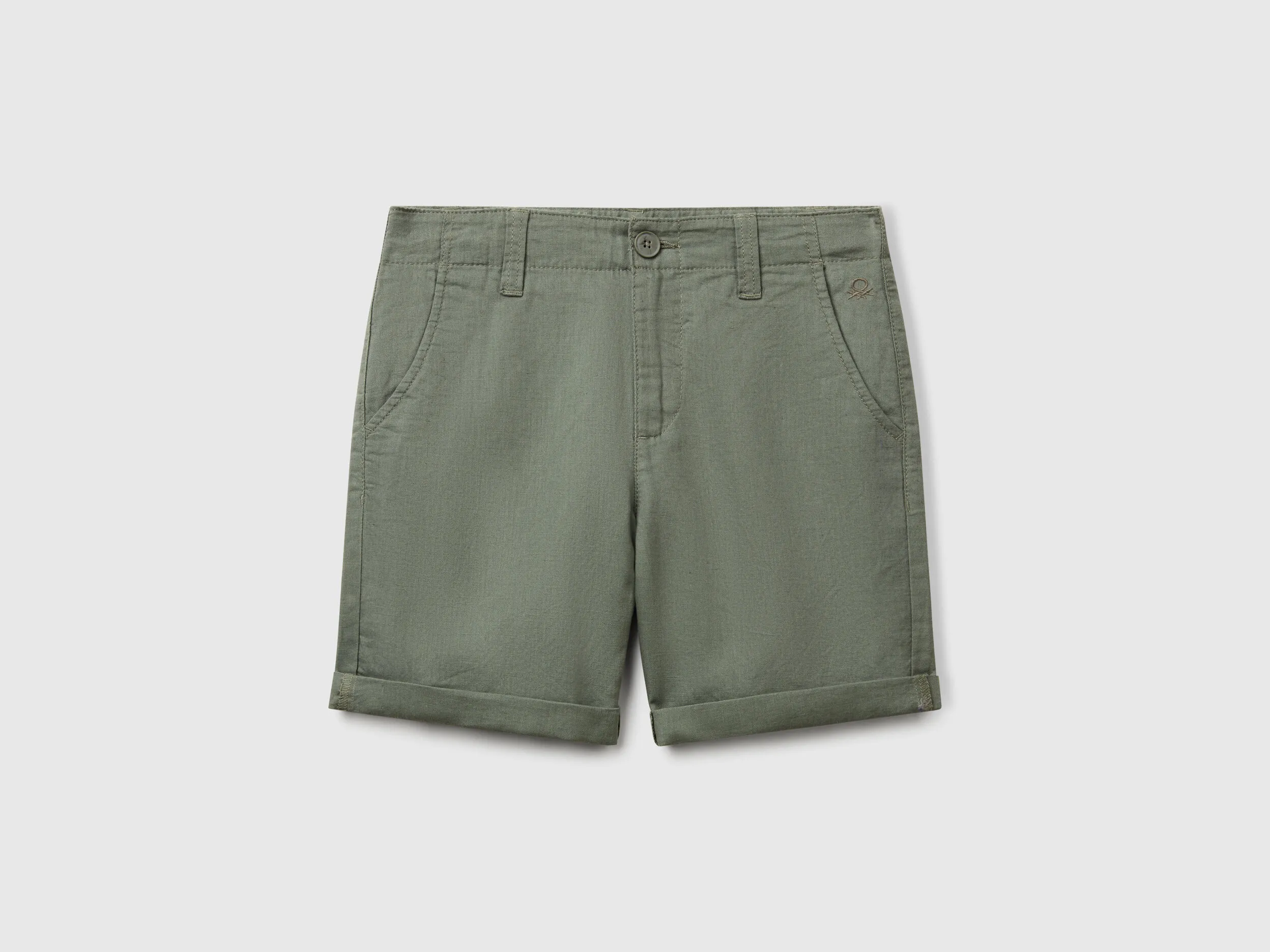 Bermuda chino en lin mélangé - Kaki