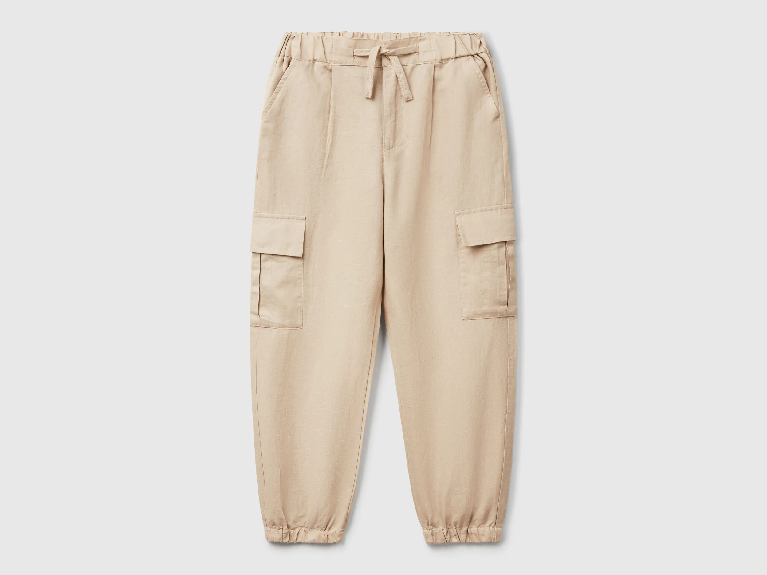 Pantalon cargo en lin mélangé - Beige